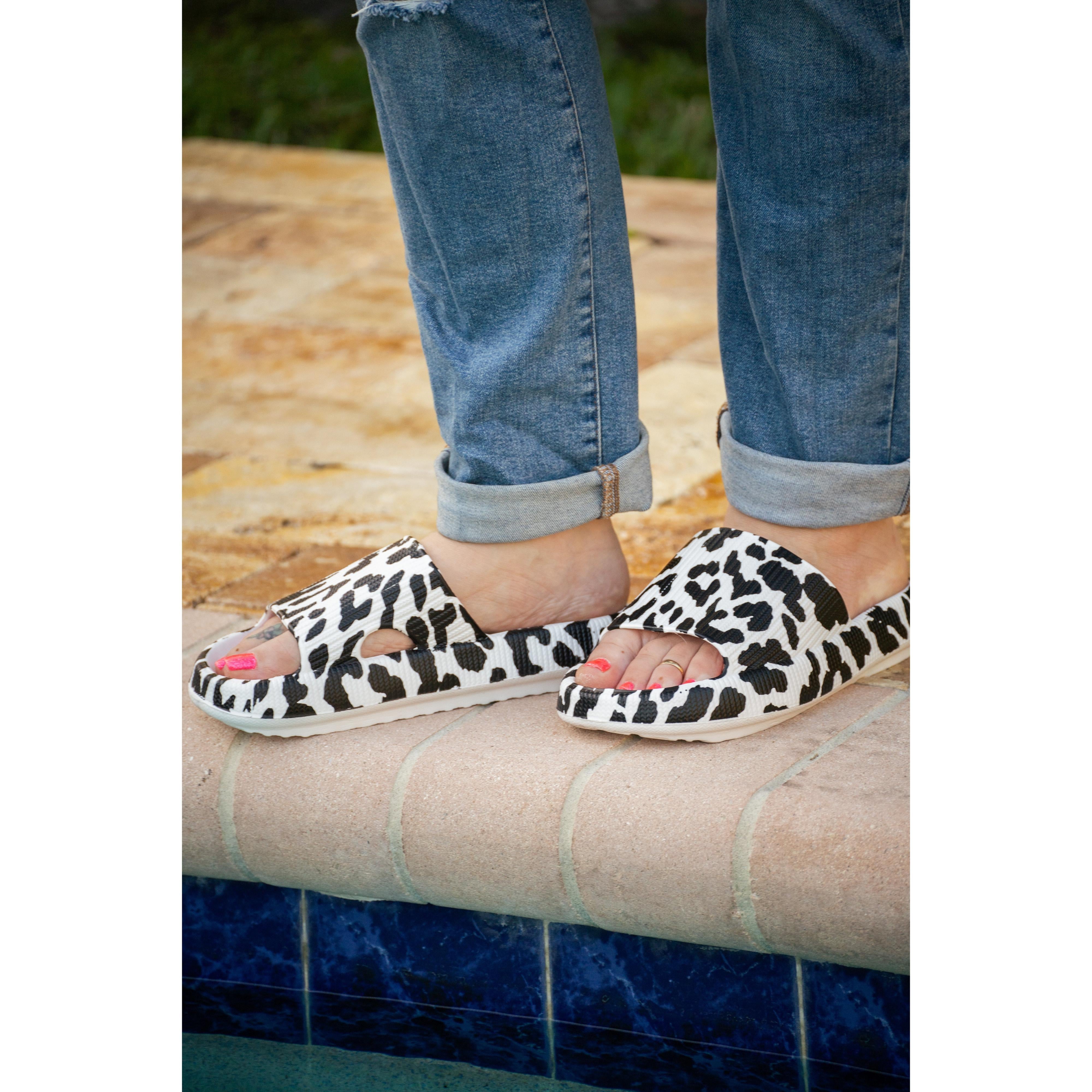 White Leopard Insanely Comfy Beach or Casual Slides
