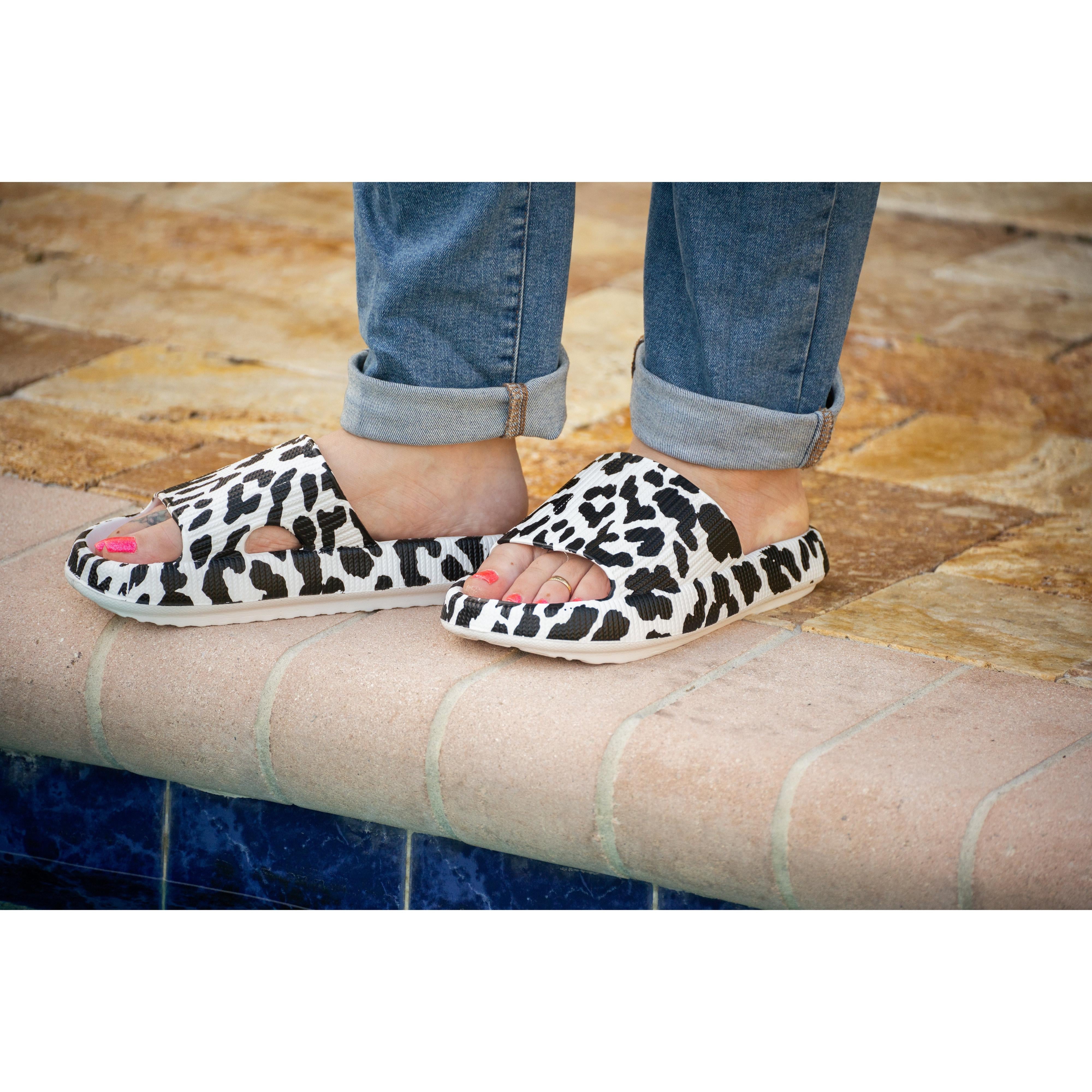 White Leopard Insanely Comfy Beach or Casual Slides