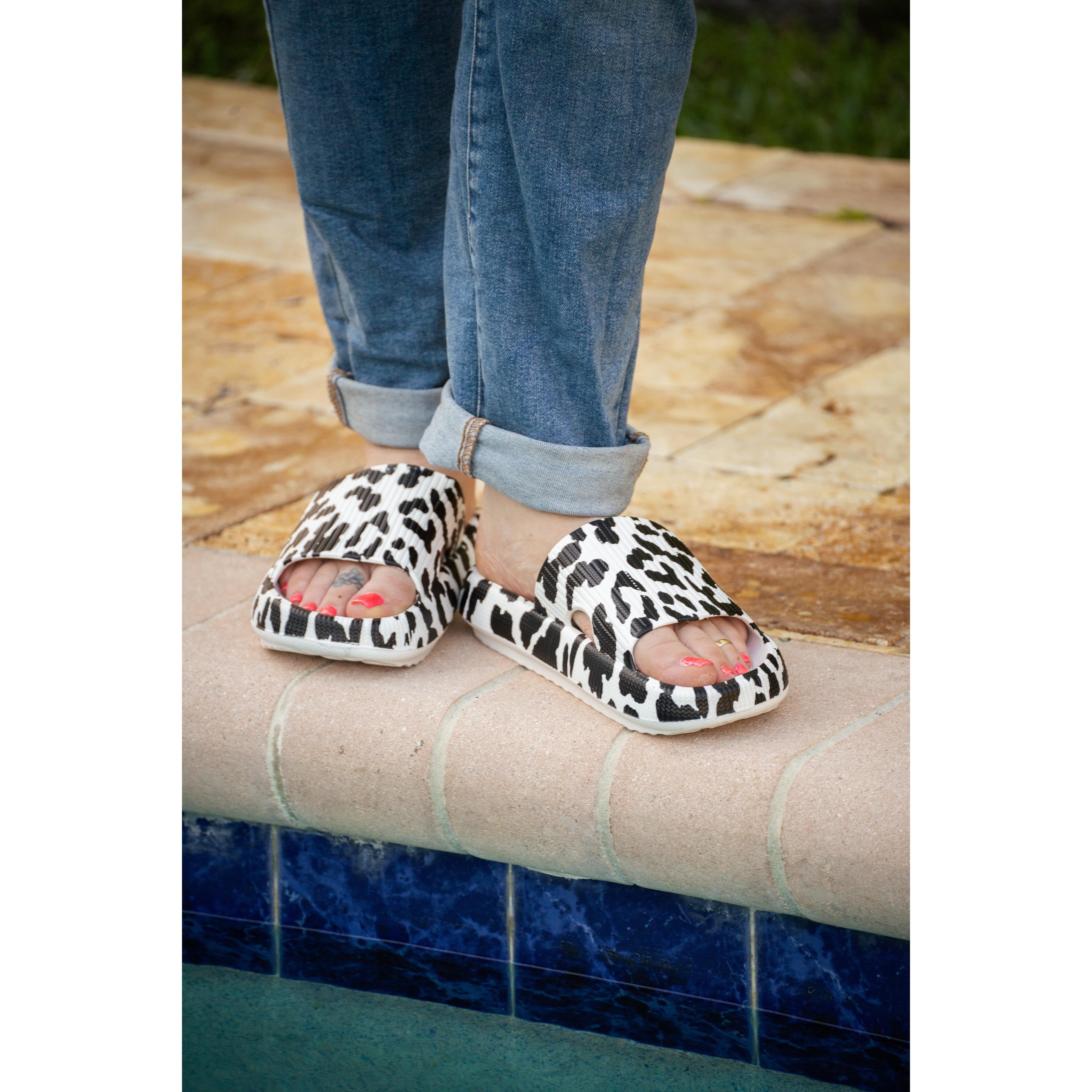 White Leopard Insanely Comfy Beach or Casual Slides