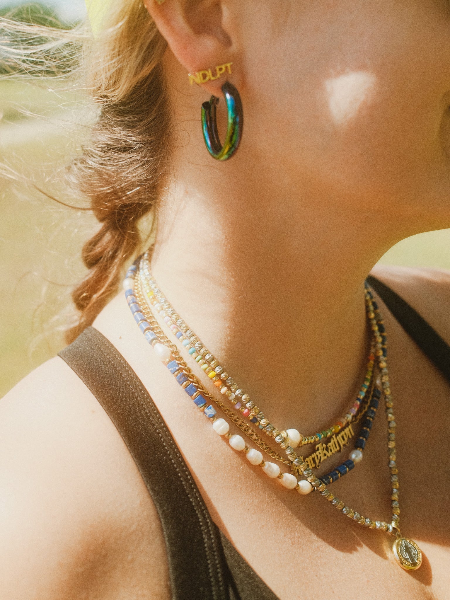 Kinsley Blue + Pearl Necklace