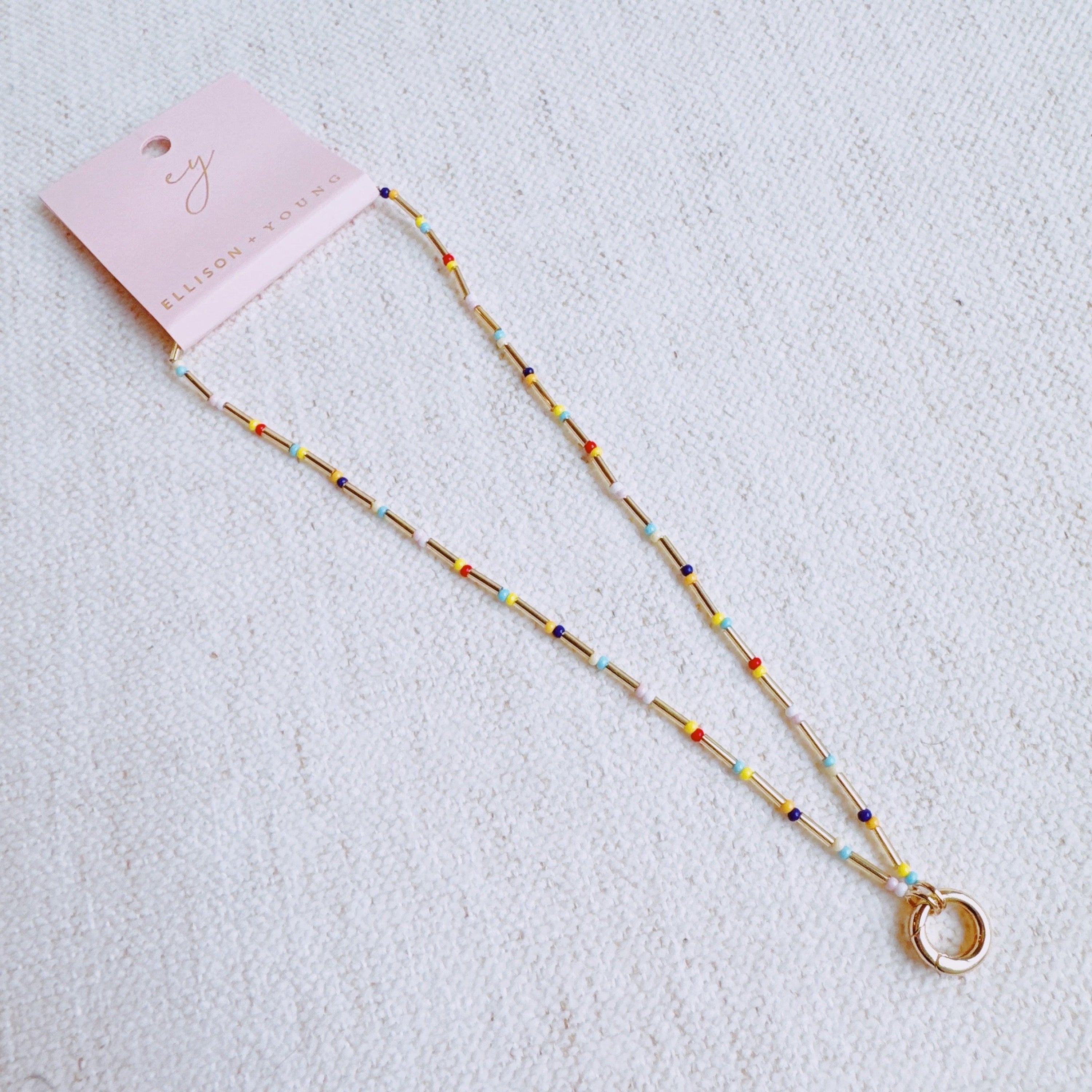 Dainty Color Bead Front Lock Necklace