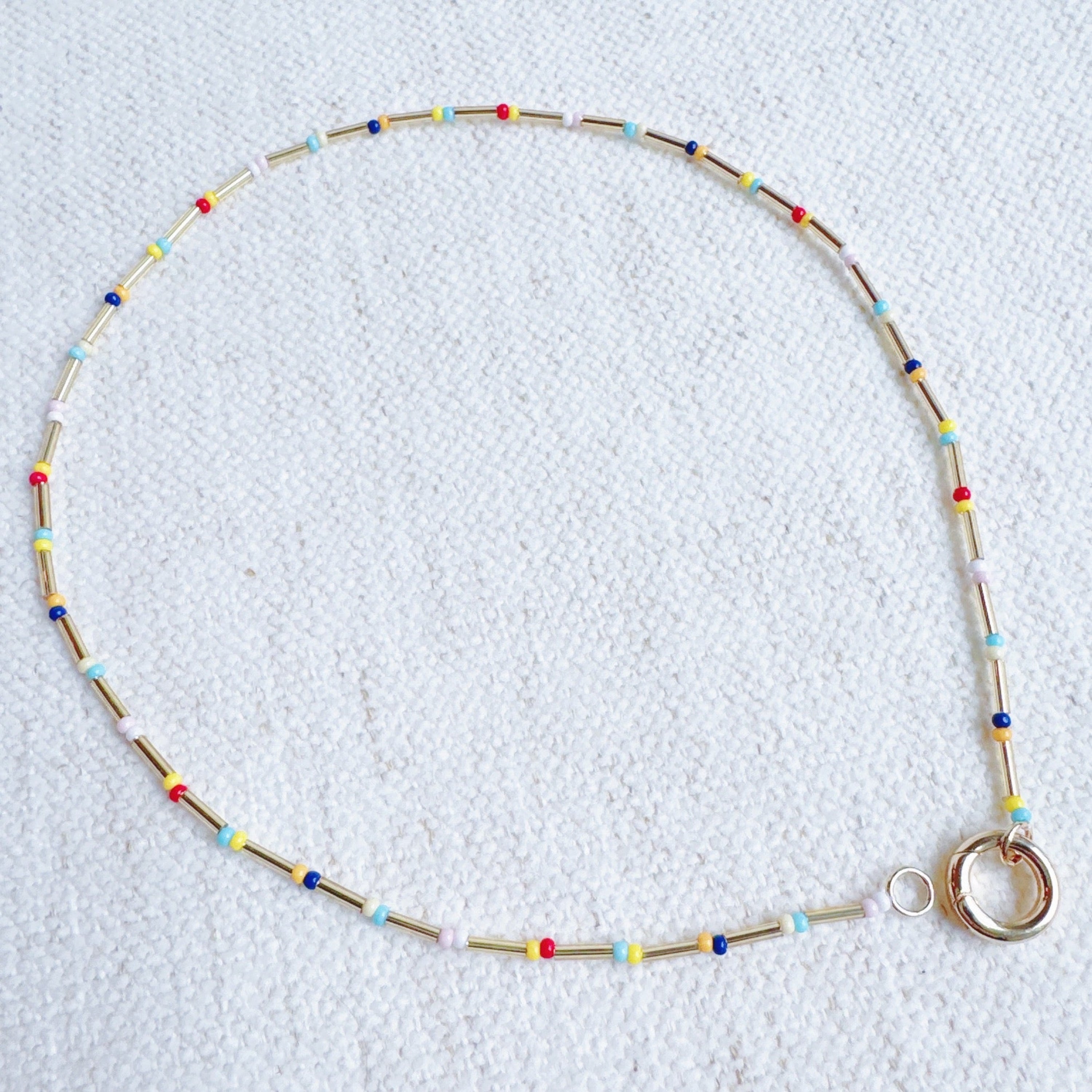 Dainty Color Bead Front Lock Necklace