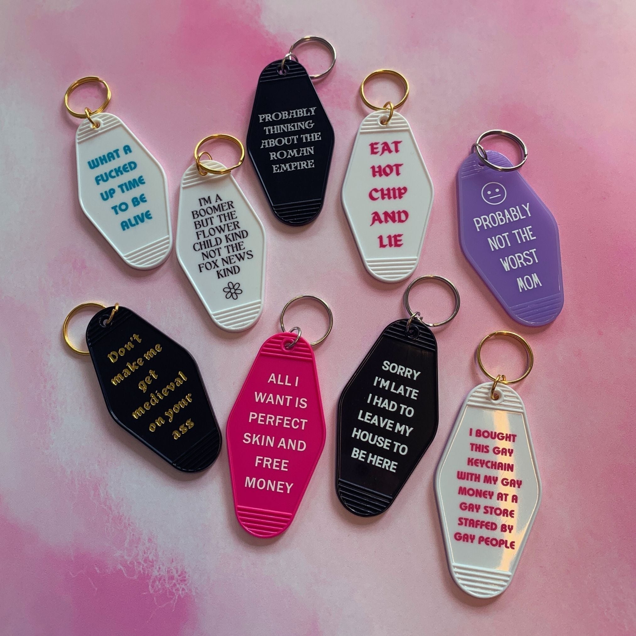 Don't Make Me Get Medieval on Your Ass Motel Style Keychain