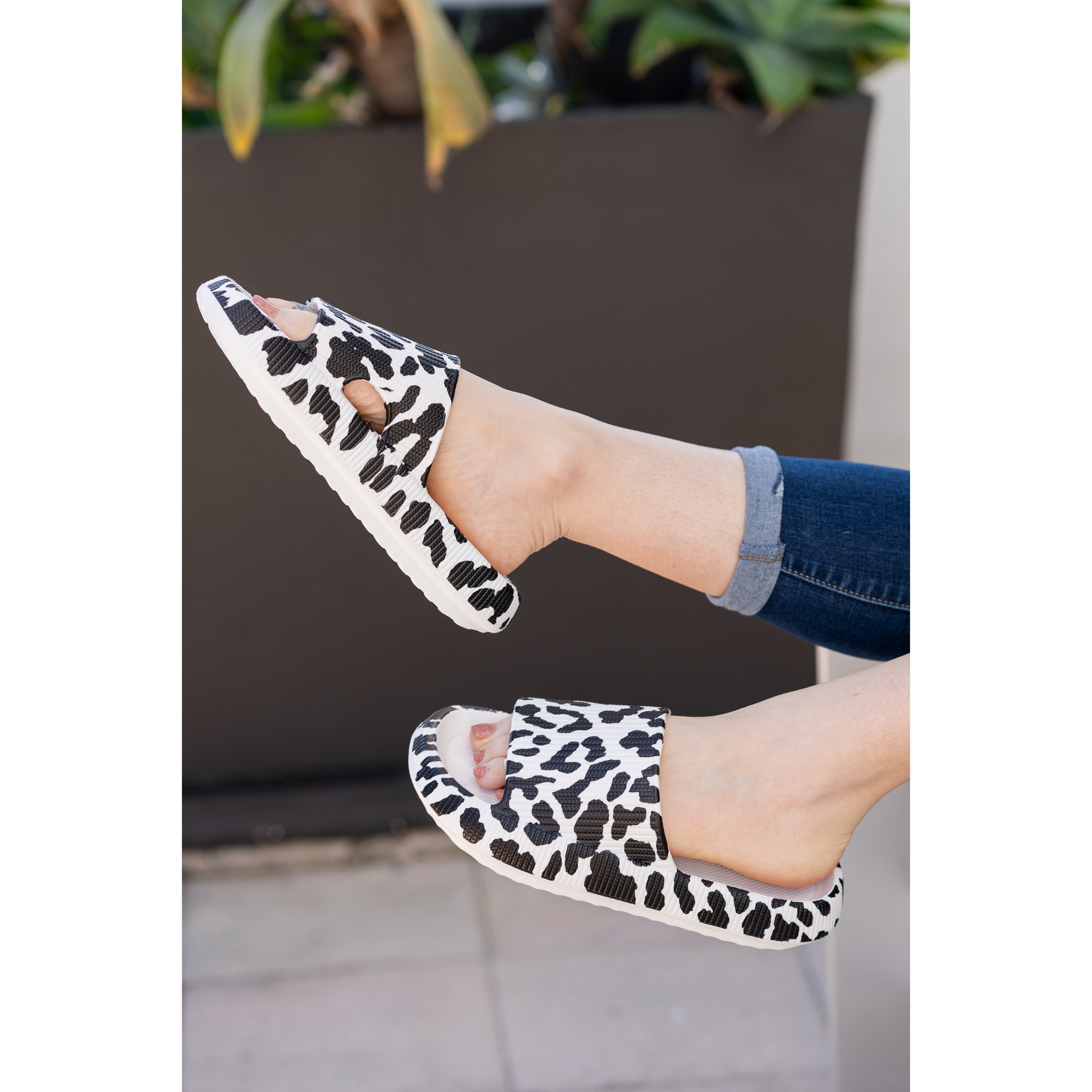 White Leopard Insanely Comfy Beach or Casual Slides