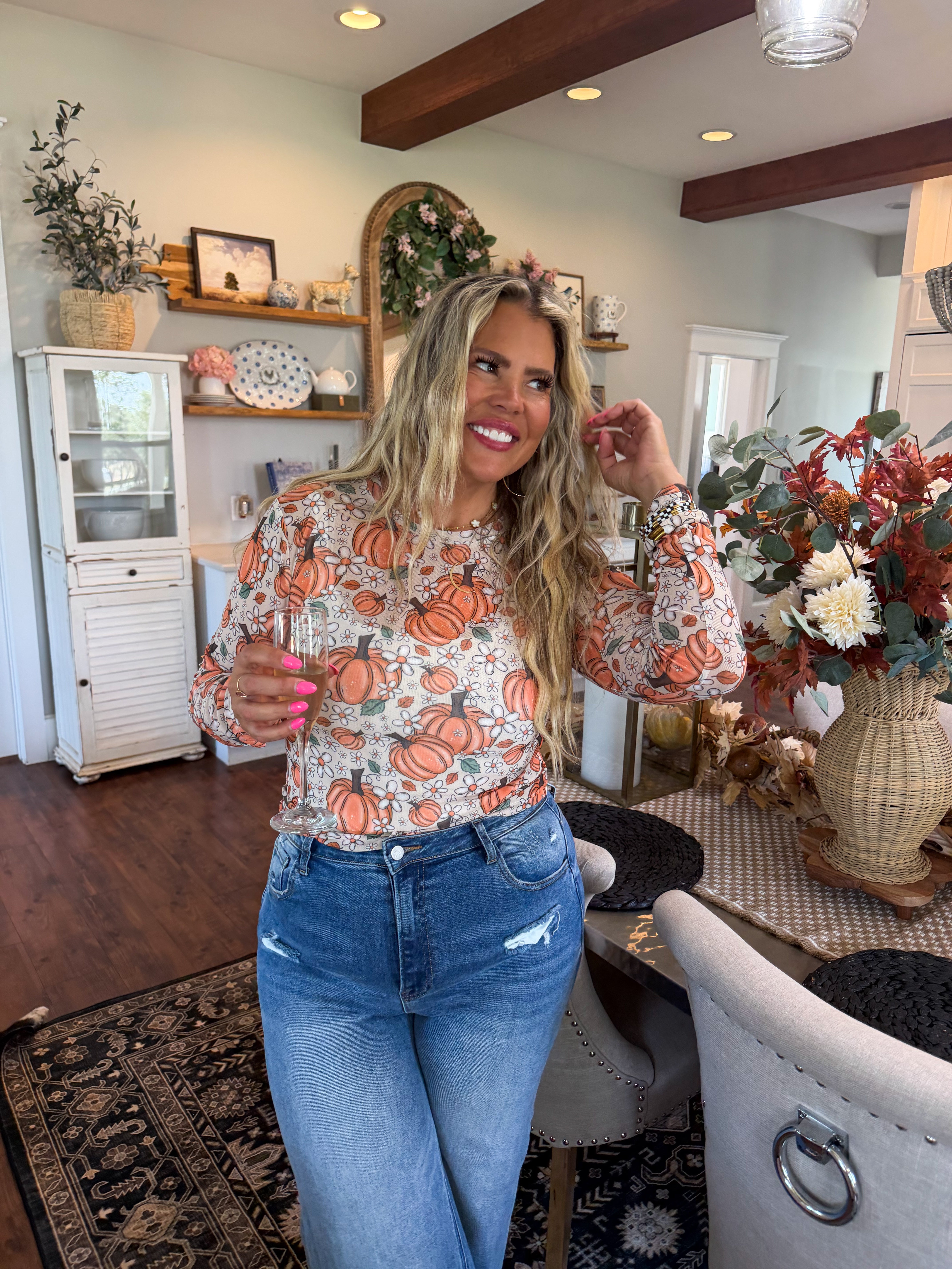 PRE-ORDER: HARVEST BLOOM MESH TOP