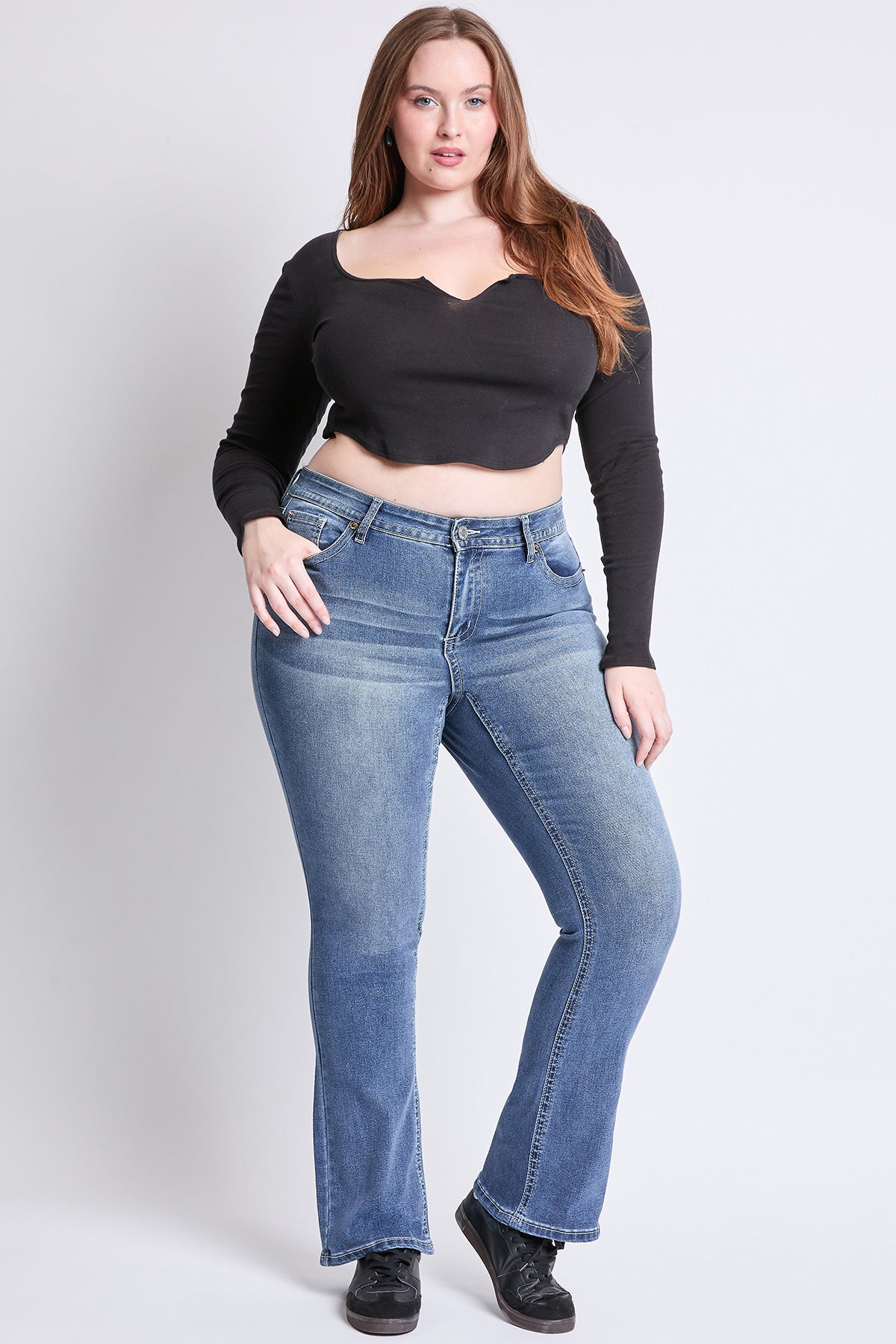 Plus Mid Rise Premium Stitch Bootcut Jeans