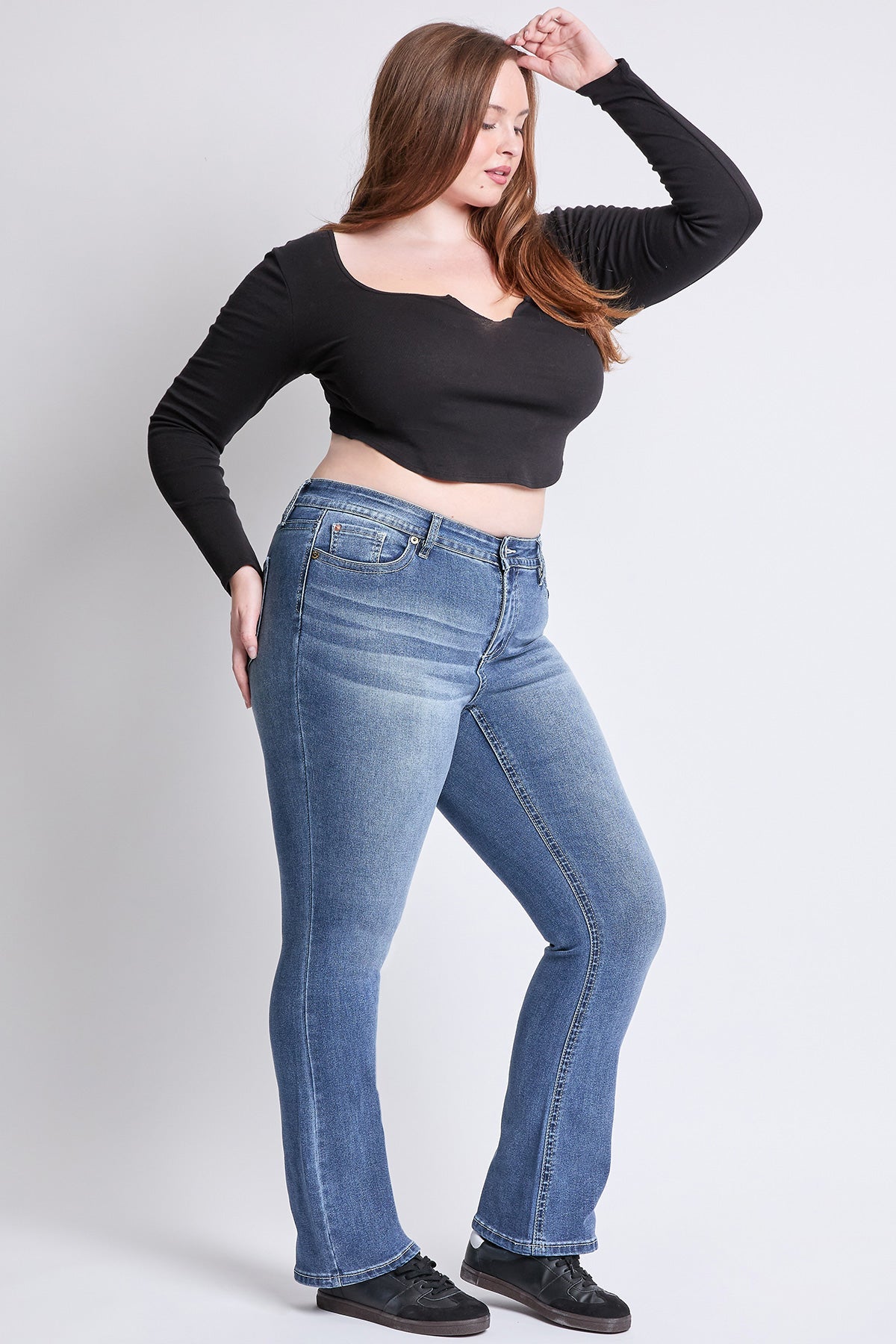 Plus Mid Rise Premium Stitch Bootcut Jeans