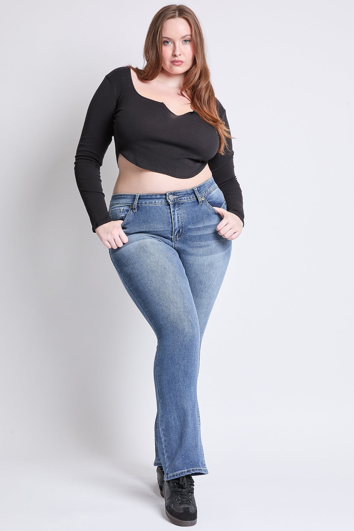 Plus Mid Rise Premium Stitch Bootcut Jeans