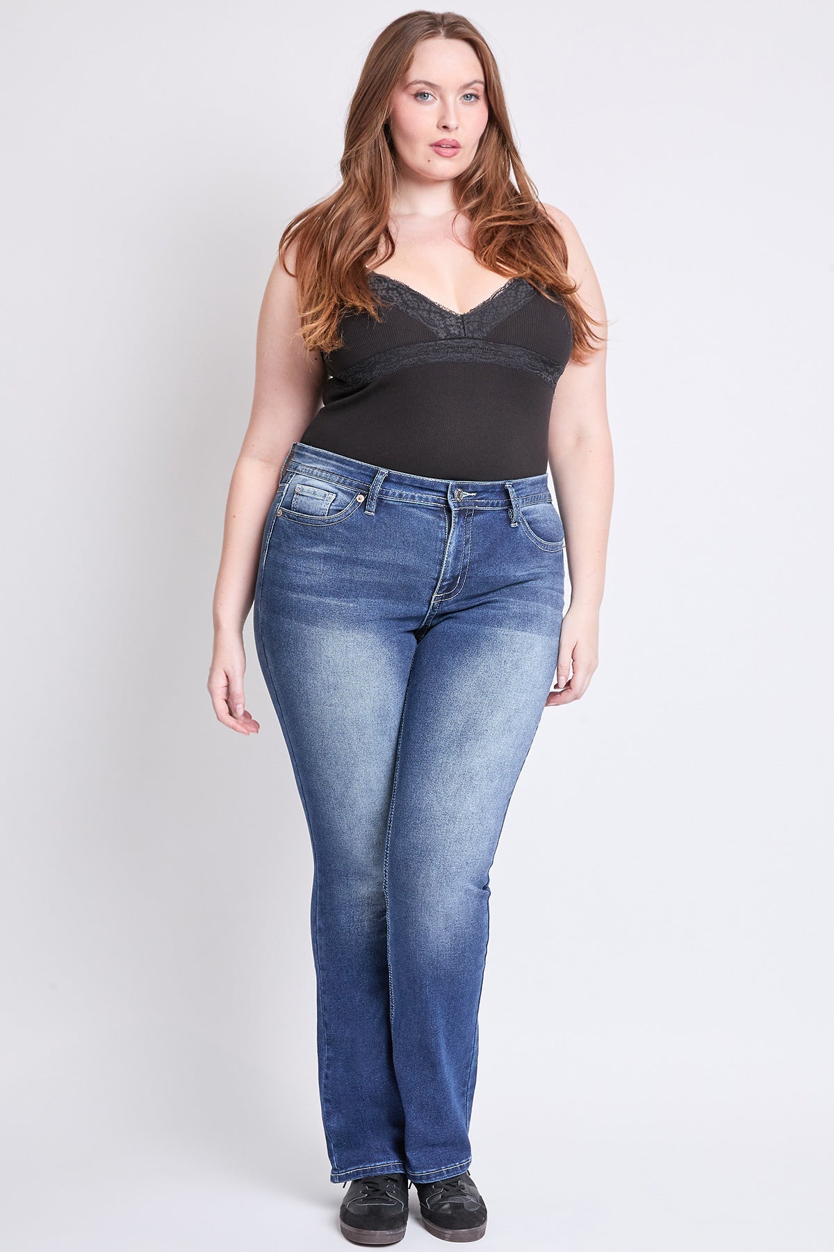 Plus Mid Rise Premium Stitch Bootcut Jeans