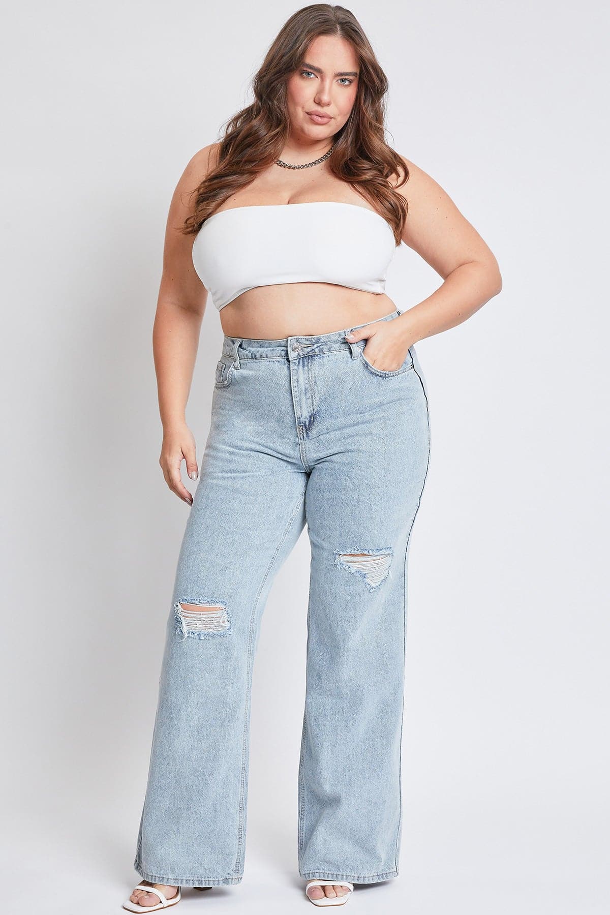 High Rise Relaxed Wide Leg Jeans - Plus