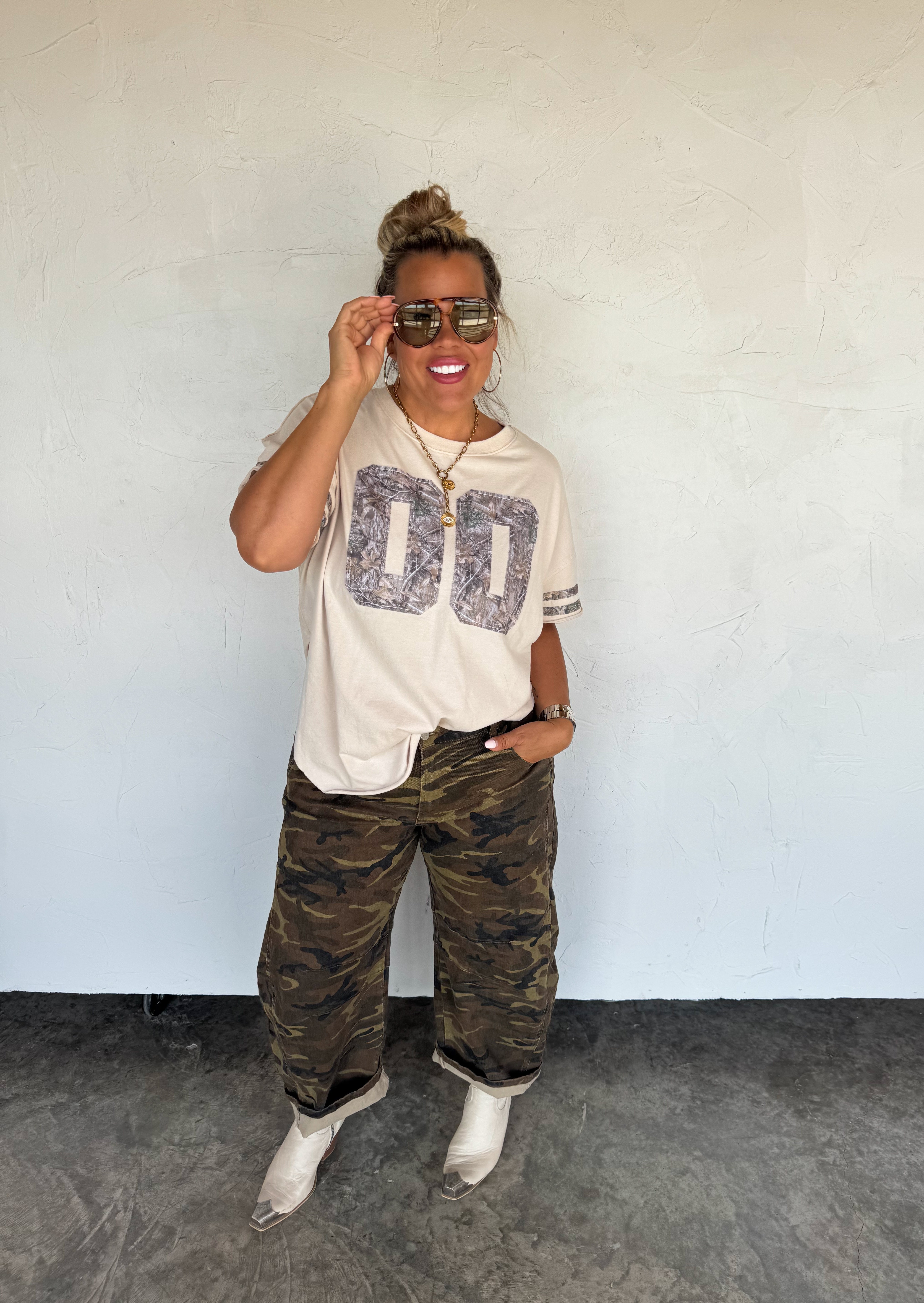 PRE-ORDER: BEX CAMO BARREL JEANS
