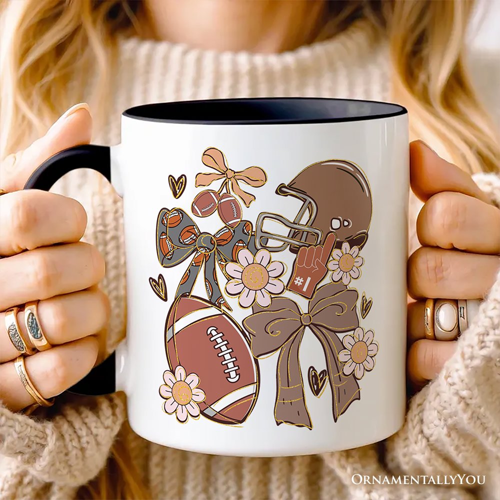 Football Mom Coquette Bow Daisy Personalized Mug