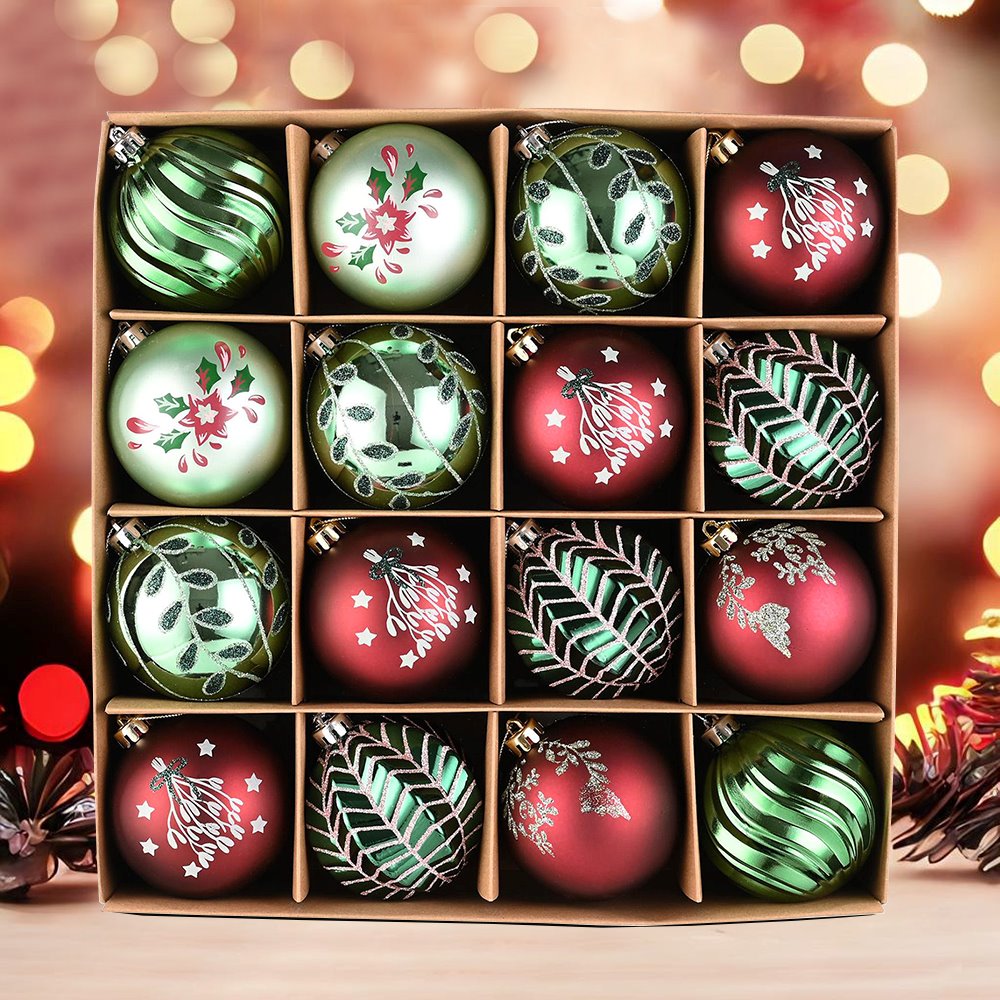 Chic Christmas Decor Ornament Ball Bundle, 16 Piece Natural World Bauble Set