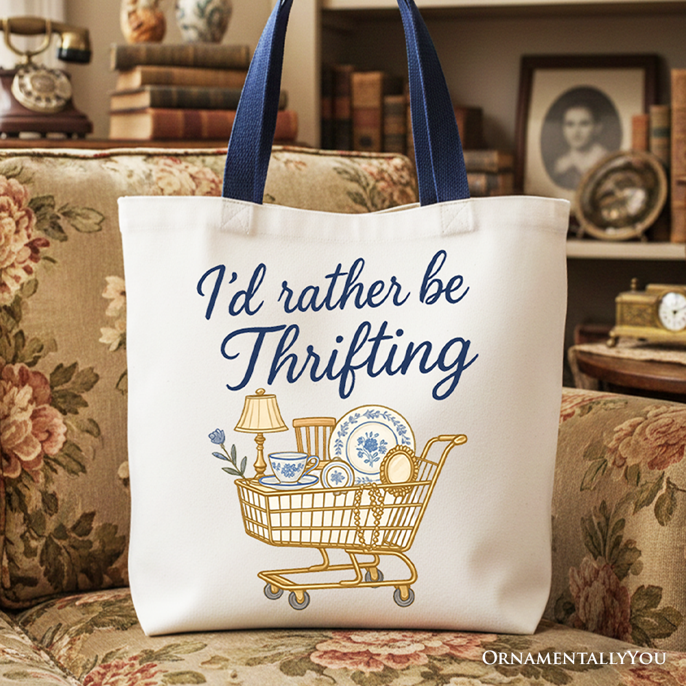 I’d Rather Be Thrifting Canvas Tote Bag