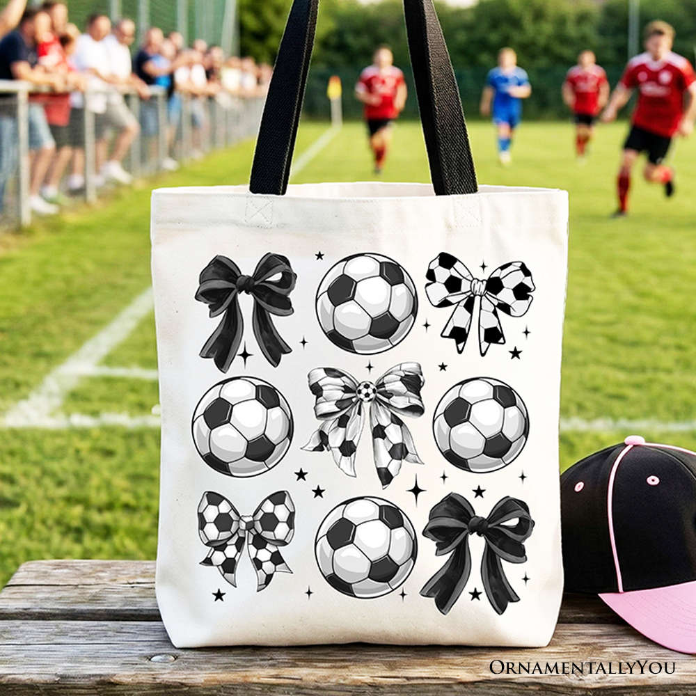 Soccer Balls Coquette Bows Tote Bag