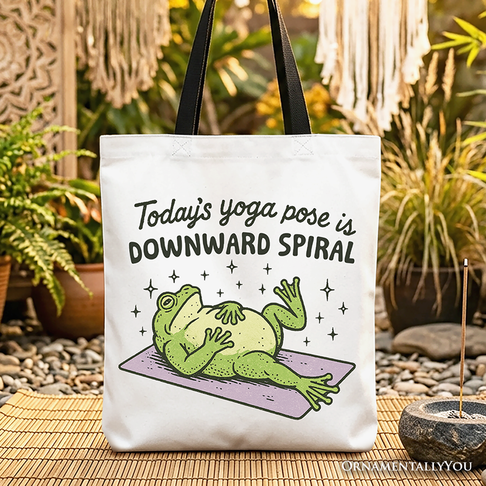 Yoga Frog Downward Spiral Tote Bag