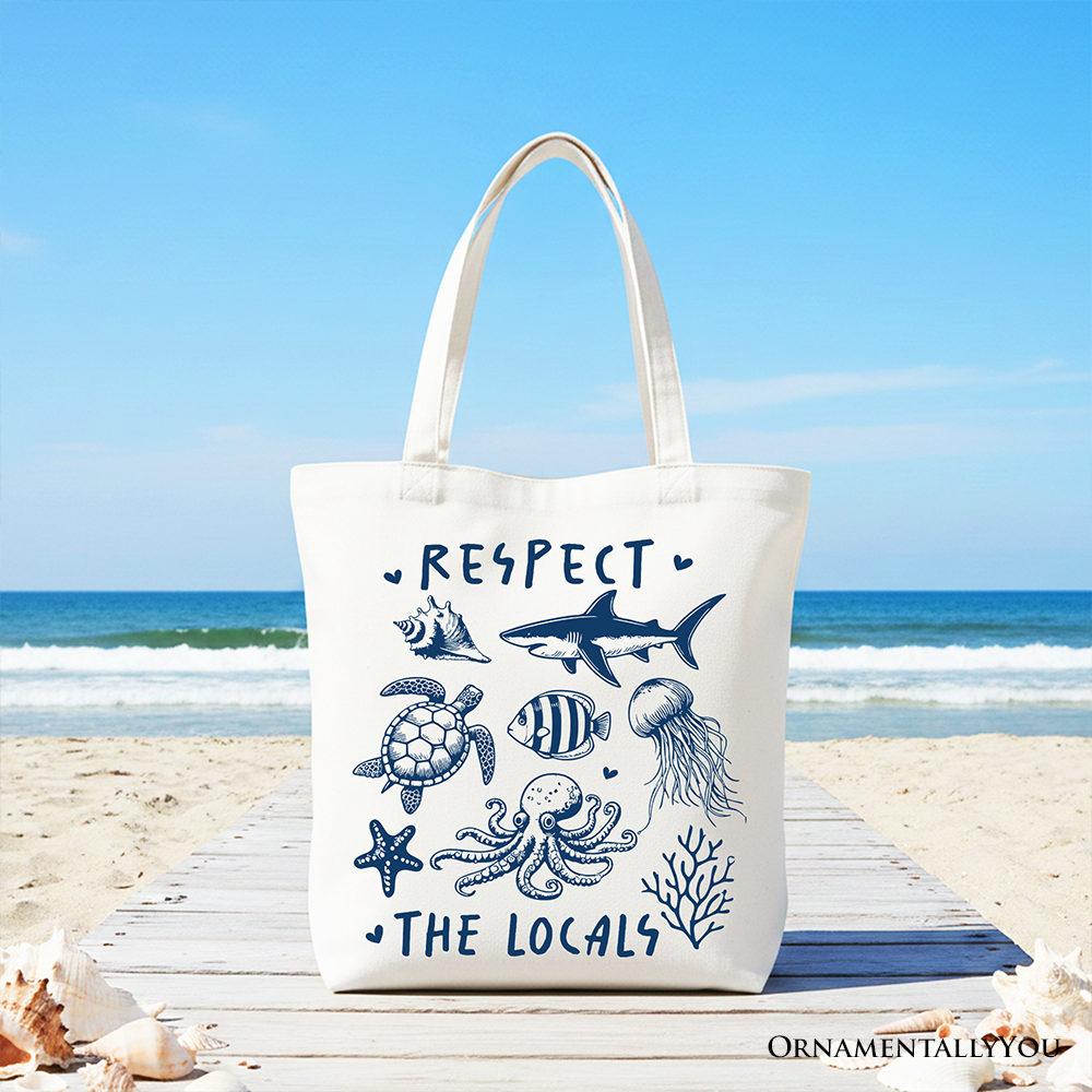 Respect the Locals Ocean Animals Canvas Tote Bag