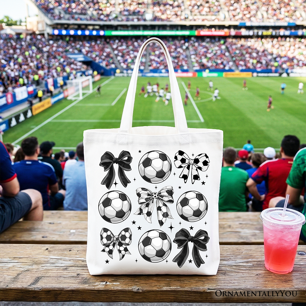 Soccer Balls Coquette Bows Tote Bag