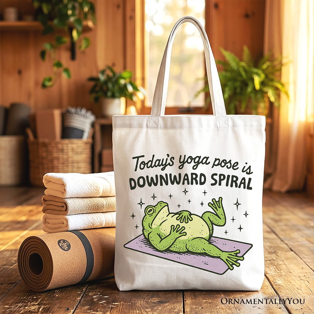Yoga Frog Downward Spiral Tote Bag