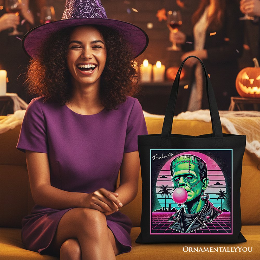 Vaperwave Frankenstein Retro Neon Horror Canvas Tote Bag