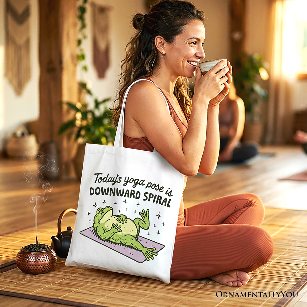 Yoga Frog Downward Spiral Tote Bag