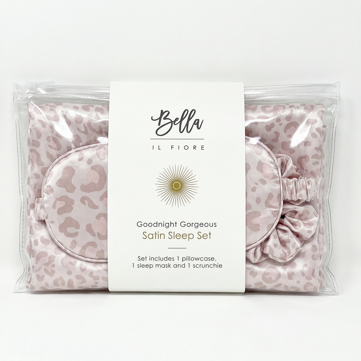 Giftable Leopard Goodnight Gorgeous Satin Sleep Set
