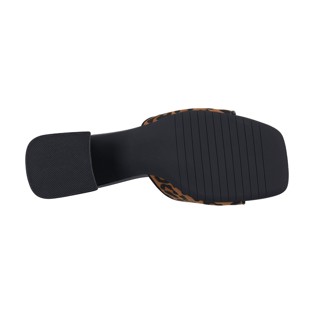Wanda Black Leopard Hardware Heeled Sandals