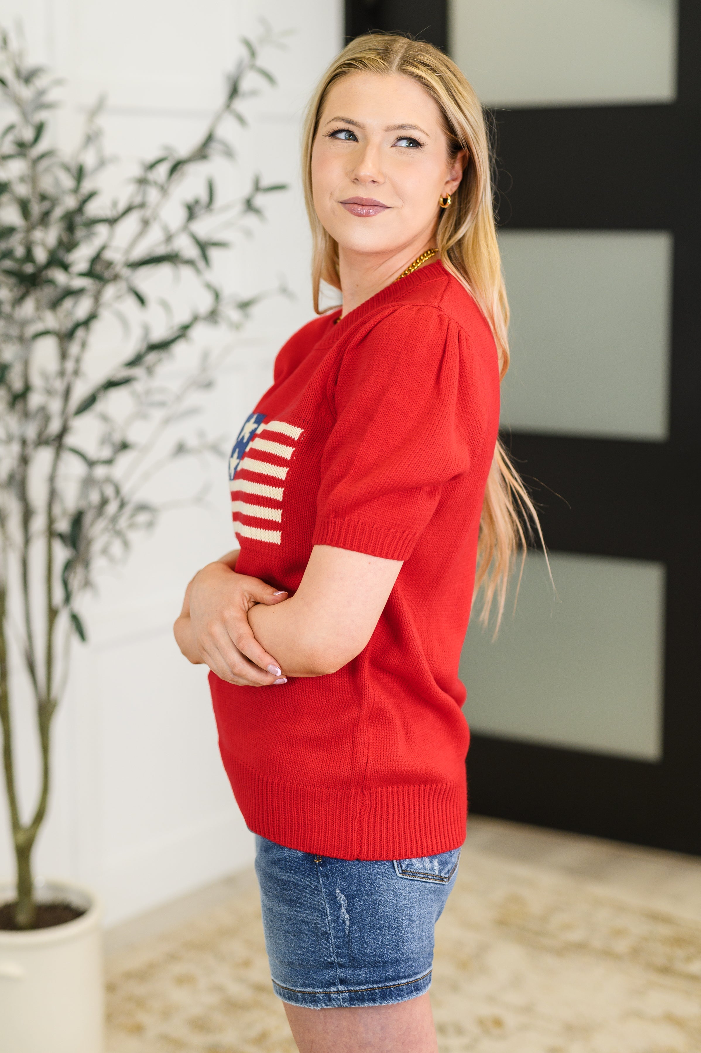 Hand Over Heart Graphic Knit Top