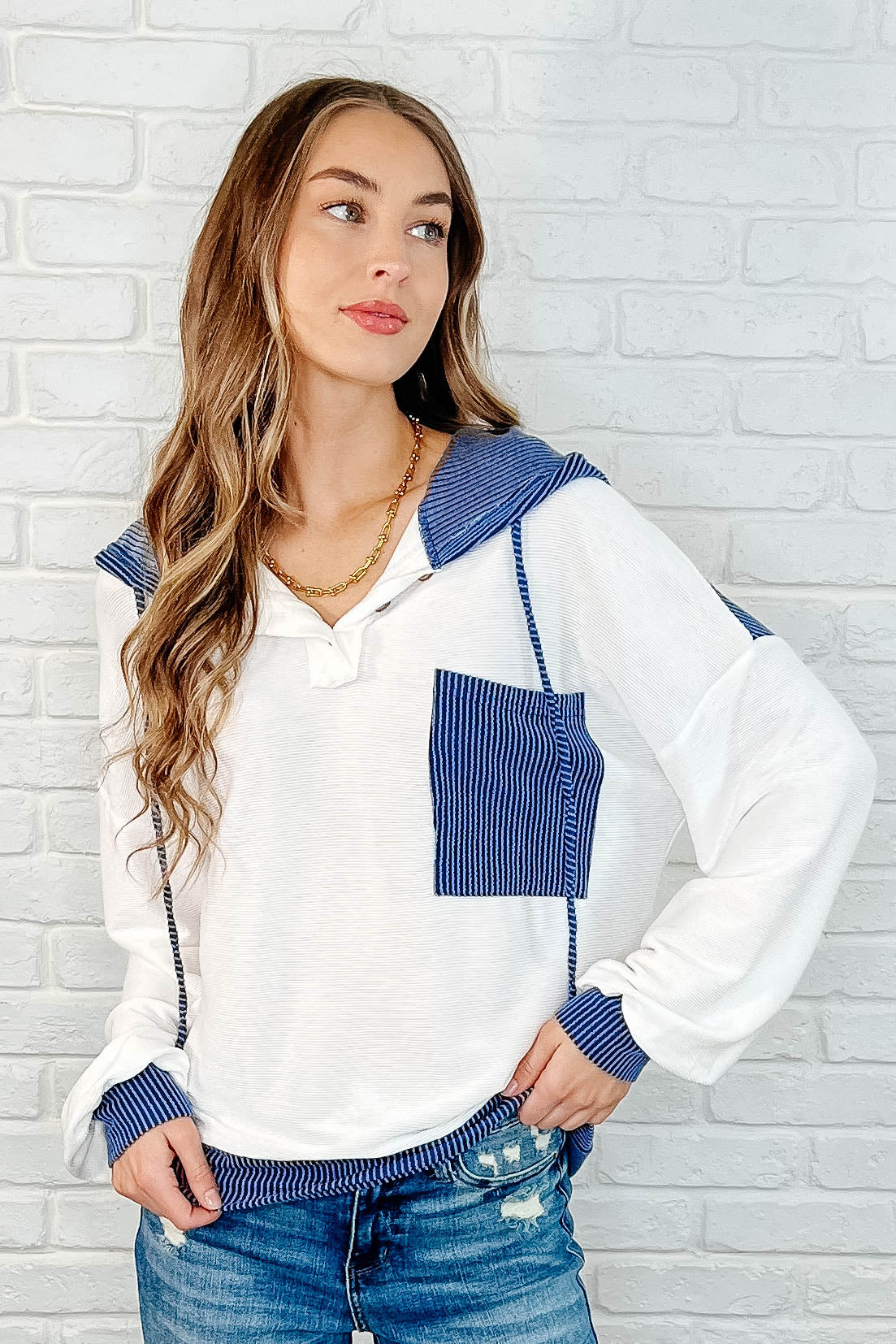 Here for Now Color Block Hoodie