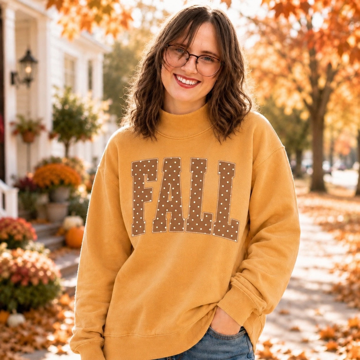 Fall polka dot mock neck