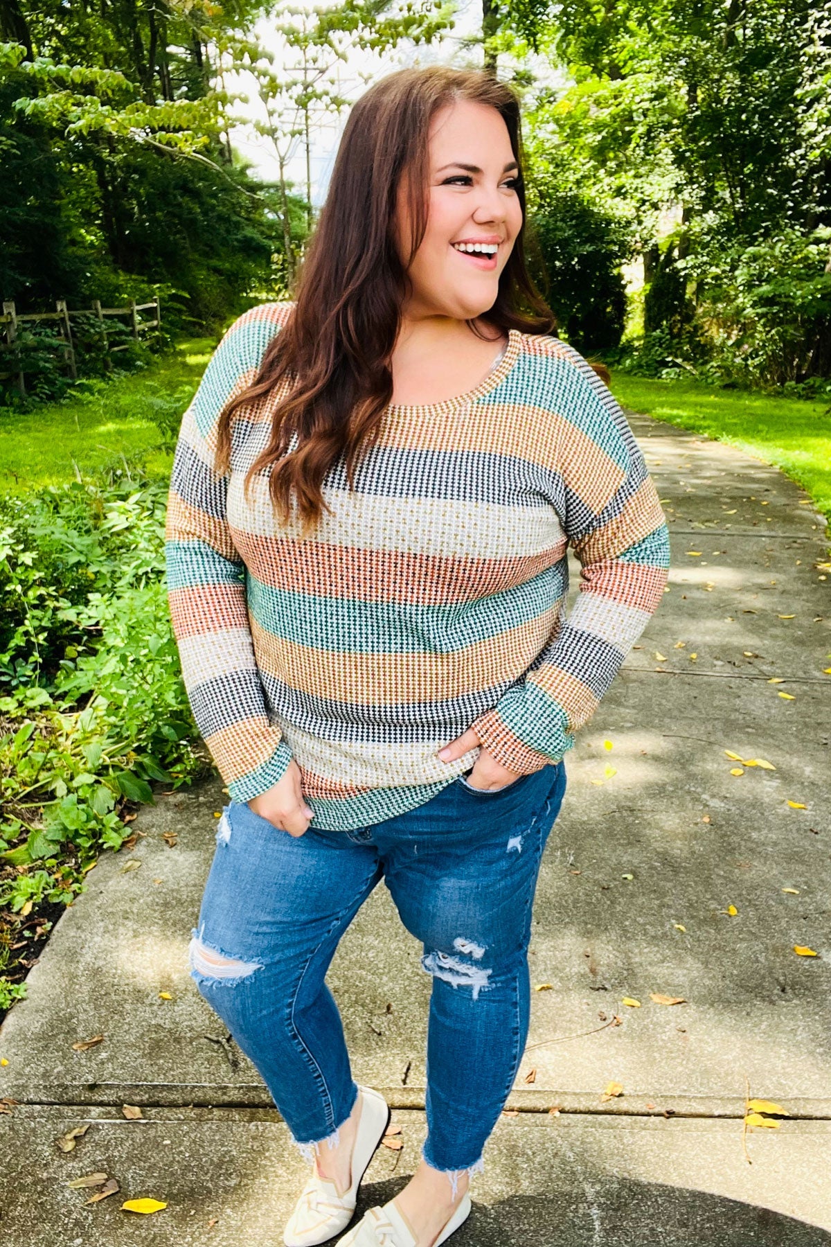 Hunter Green Stripe Vintage Two Tone Top