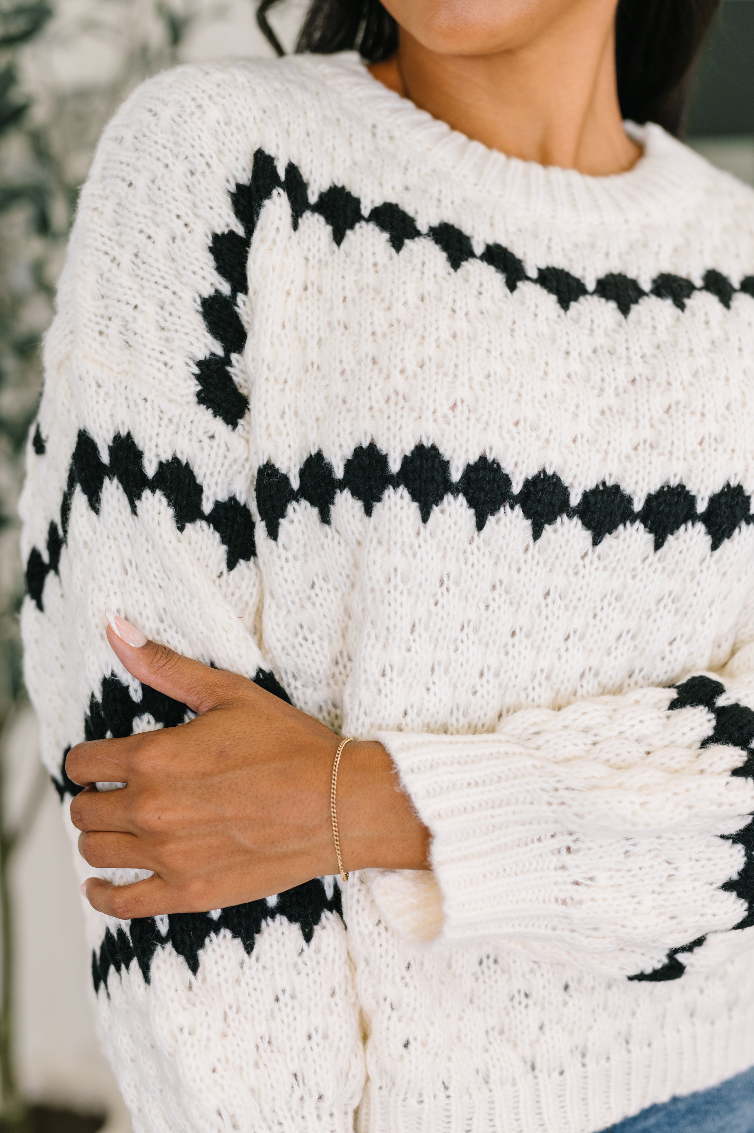 Ivy Lane Textured Sweater in White and Black