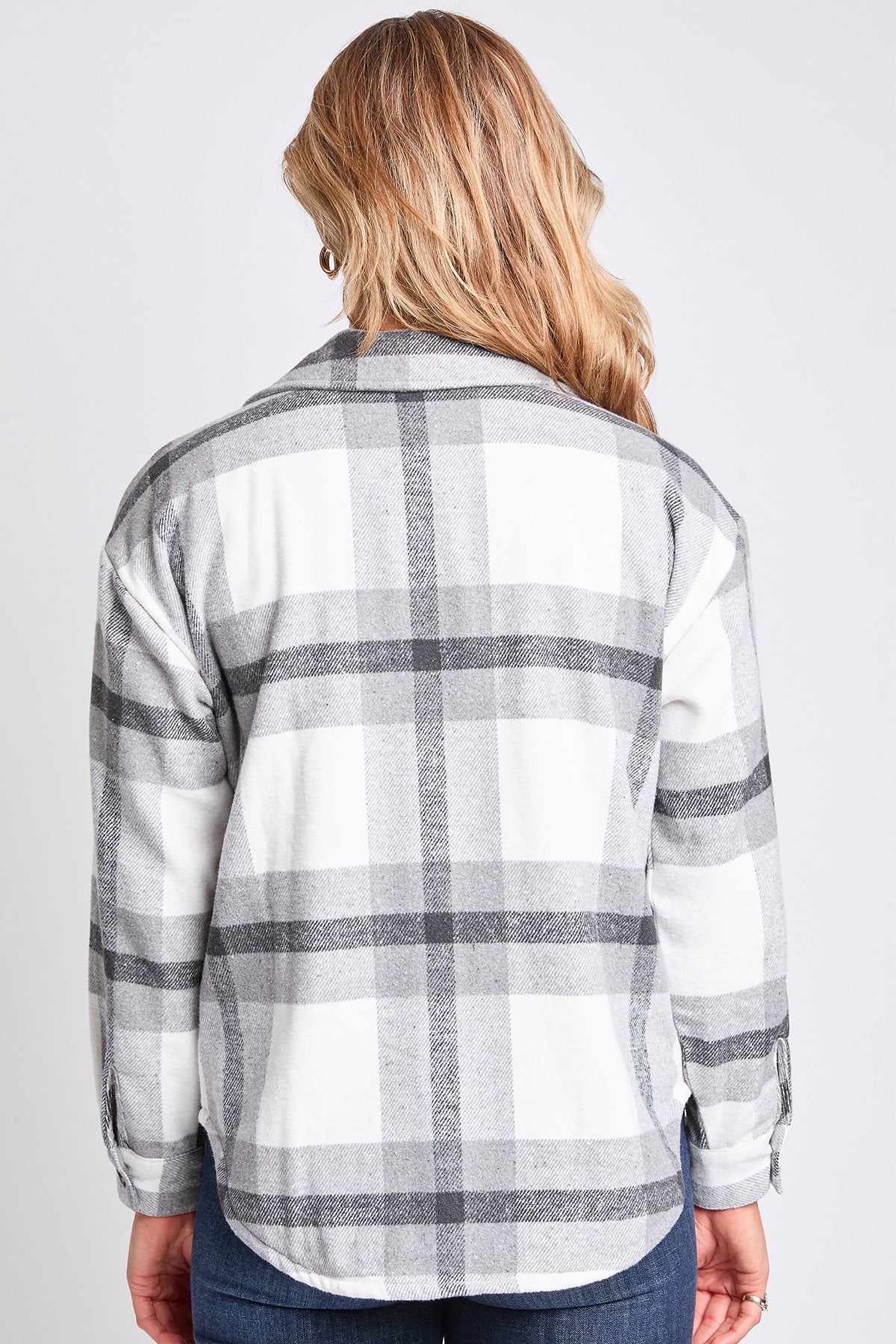 Oversized Plaid Flannel Sherpa Shacket