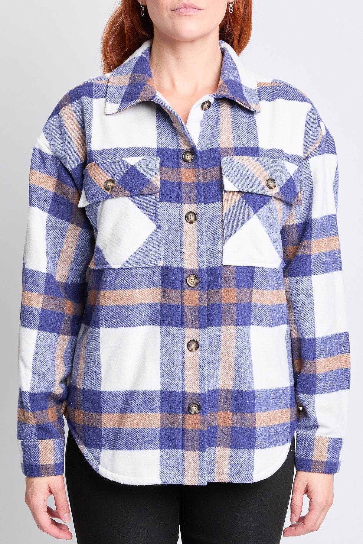 Oversized Plaid Flannel Sherpa Shacket