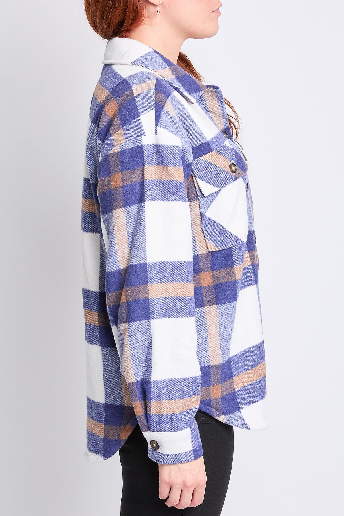 Oversized Plaid Flannel Sherpa Shacket