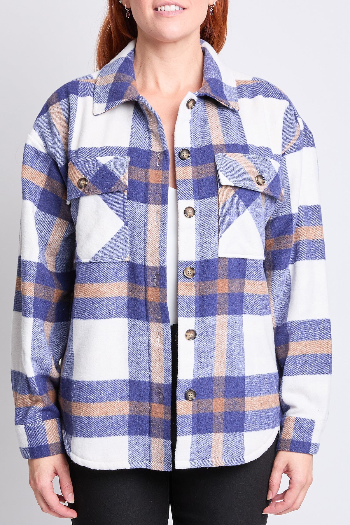 Oversized Plaid Flannel Sherpa Shacket