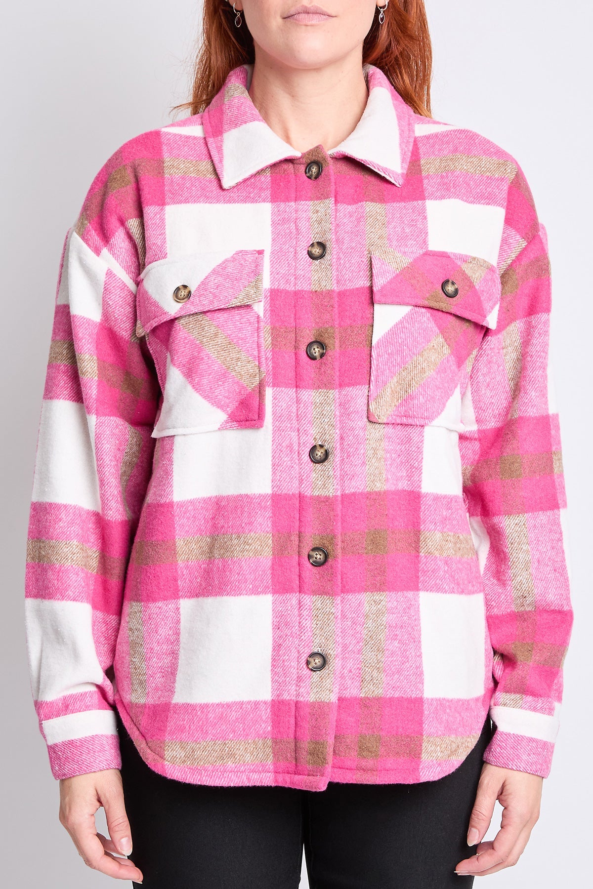 Oversized Plaid Flannel Sherpa Shacket