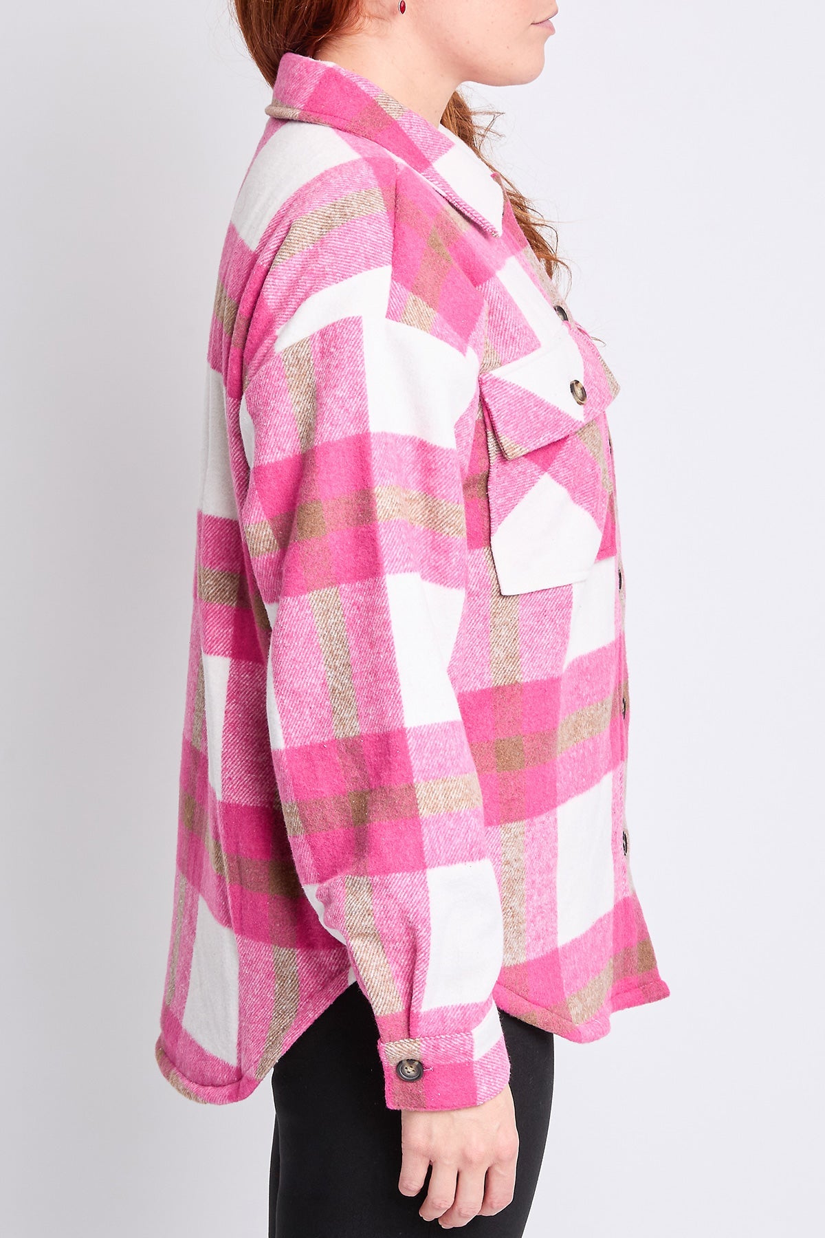 Oversized Plaid Flannel Sherpa Shacket