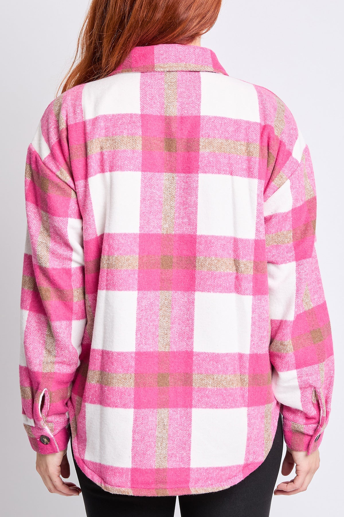Oversized Plaid Flannel Sherpa Shacket