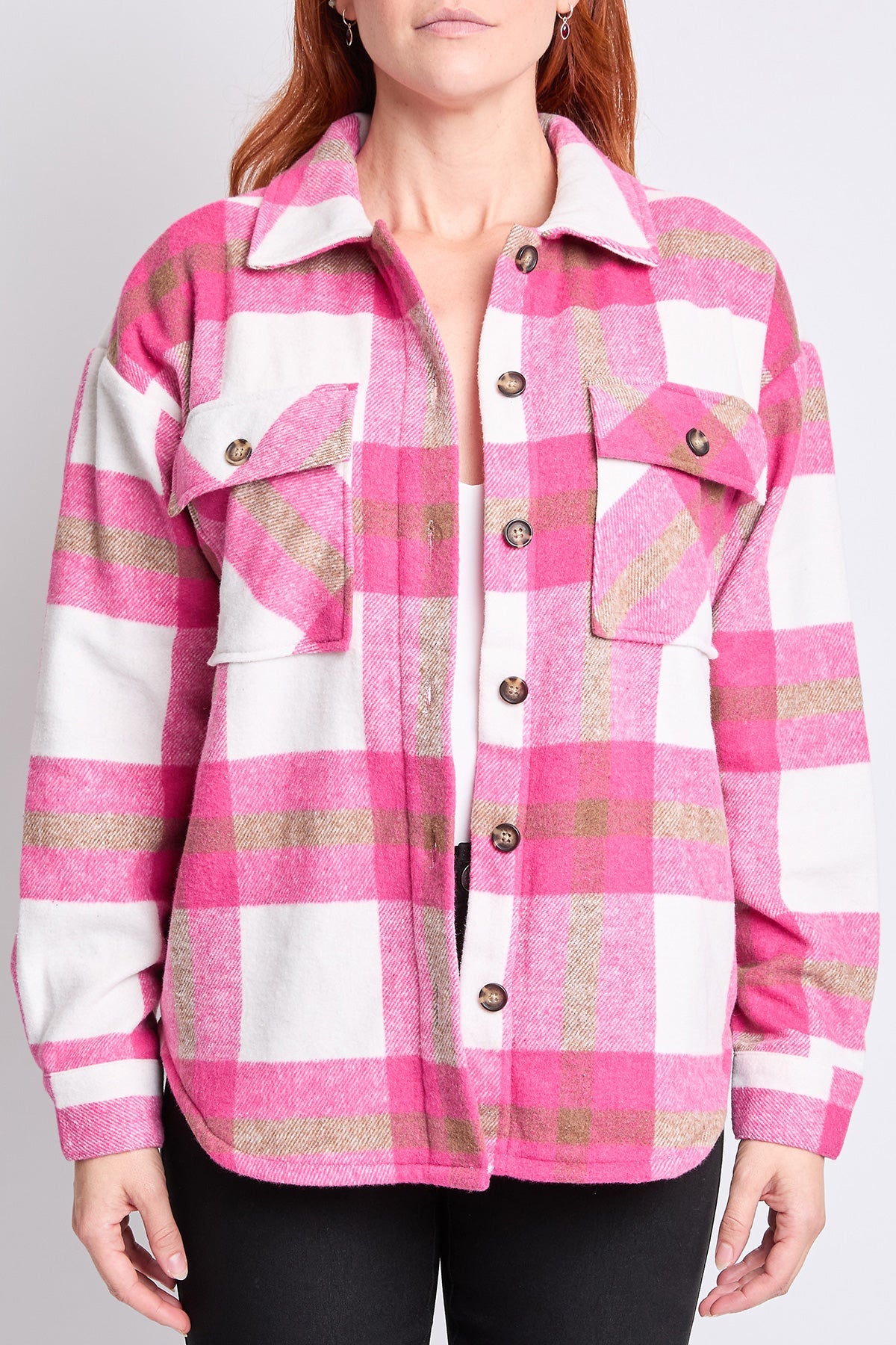 Oversized Plaid Flannel Sherpa Shacket