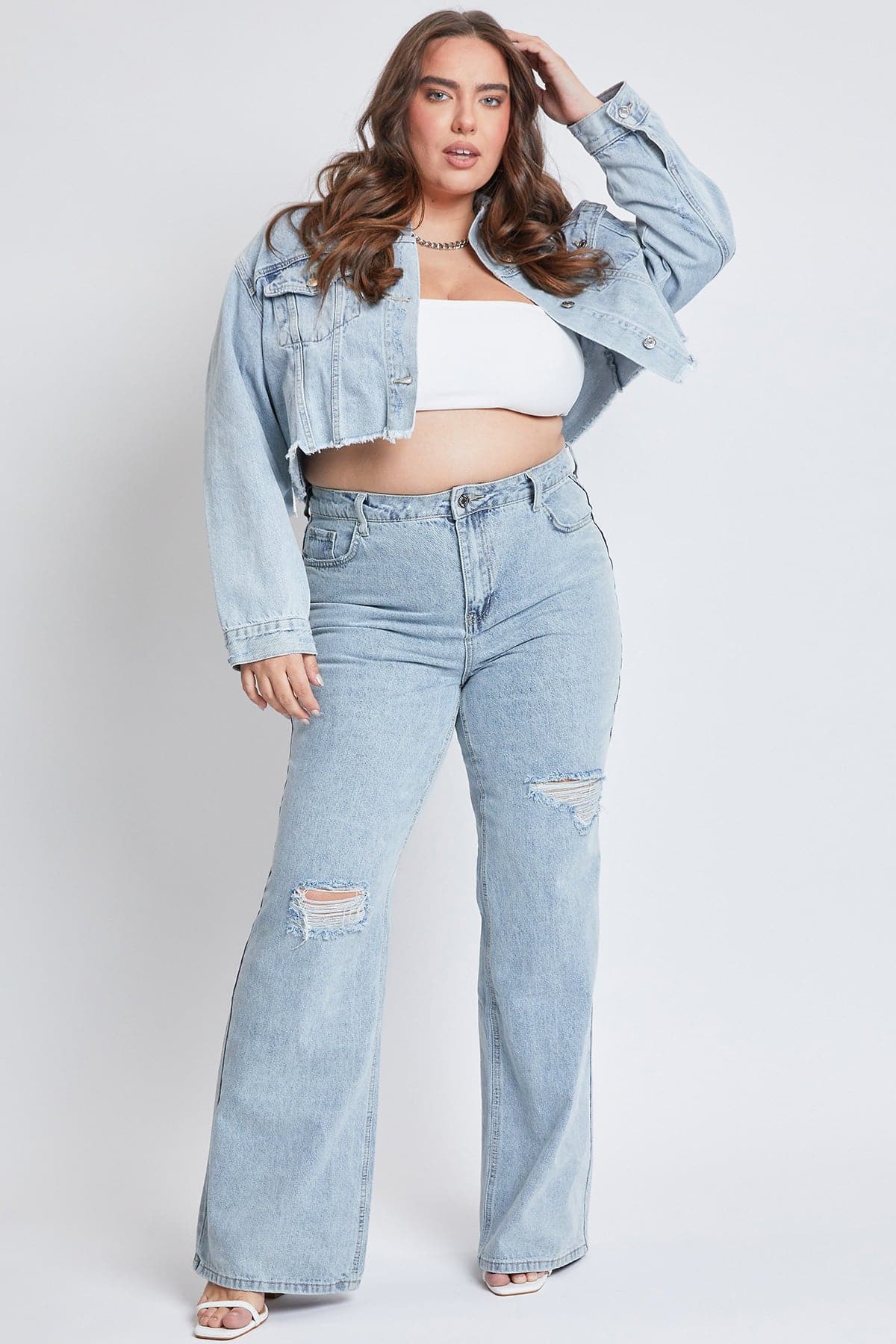 High Rise Relaxed Wide Leg Jeans - Plus