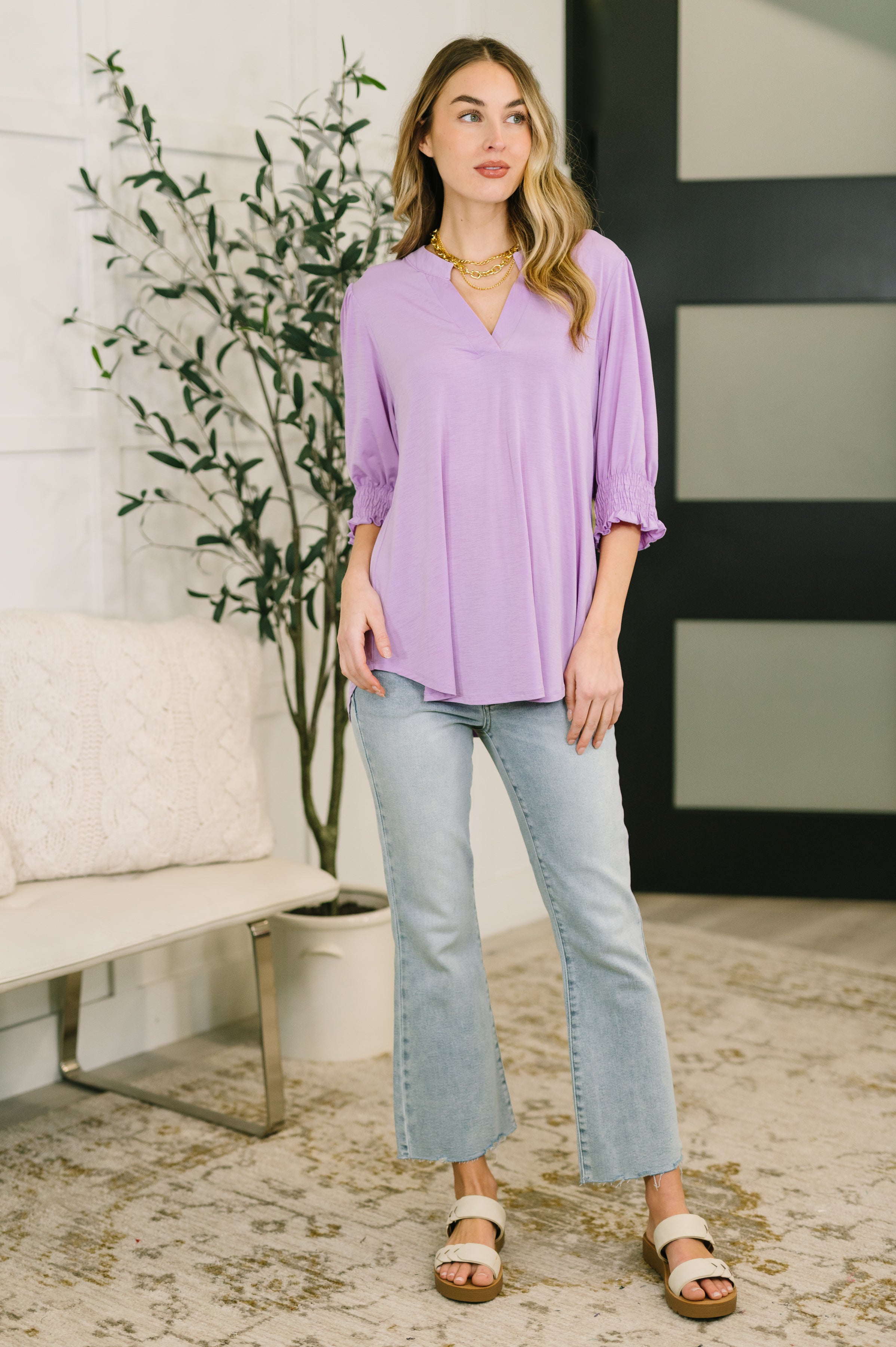 Lizzy Smock Top in Orchid