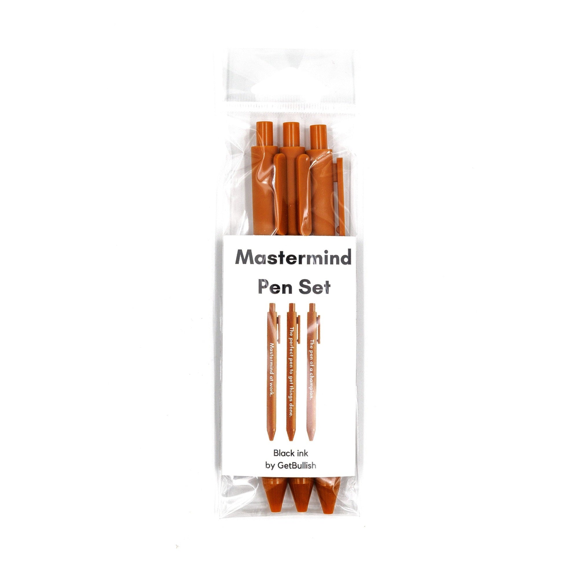 Mastermind Pen Set š | Gel Click Pen Gift Set | 3 Pens in Caramel