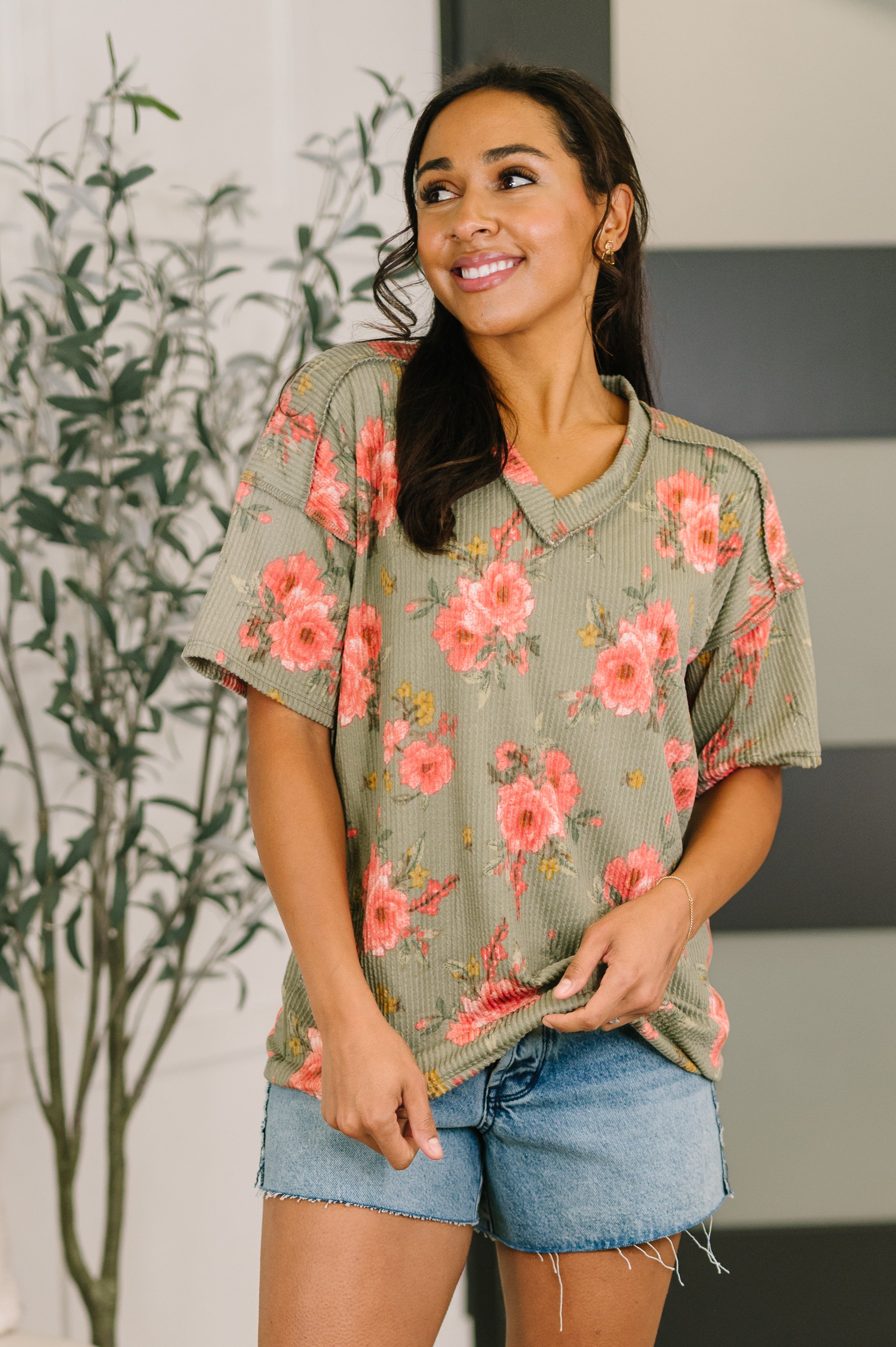 More Than Butterflies Floral V-Neck Top