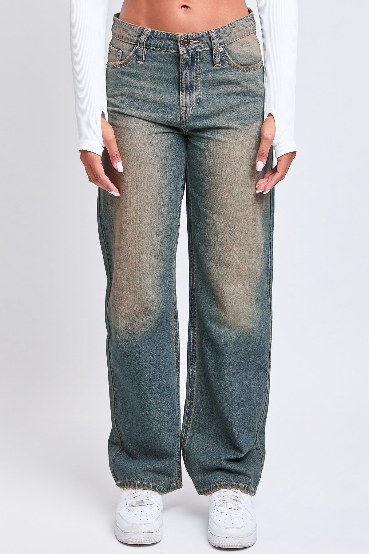Relaxed Wide Leg Rigid Denim Jeans