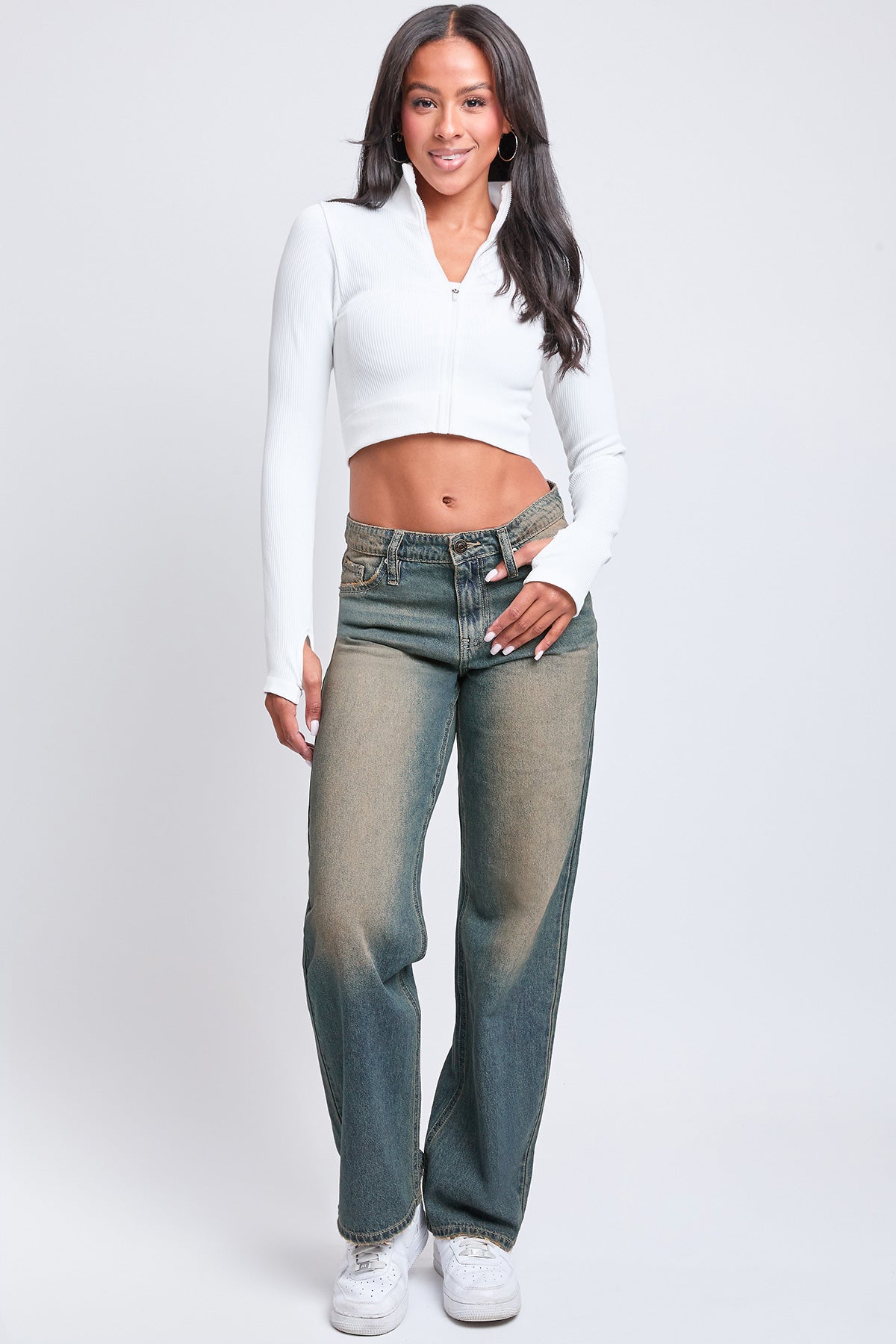 Relaxed Wide Leg Rigid Denim Jeans