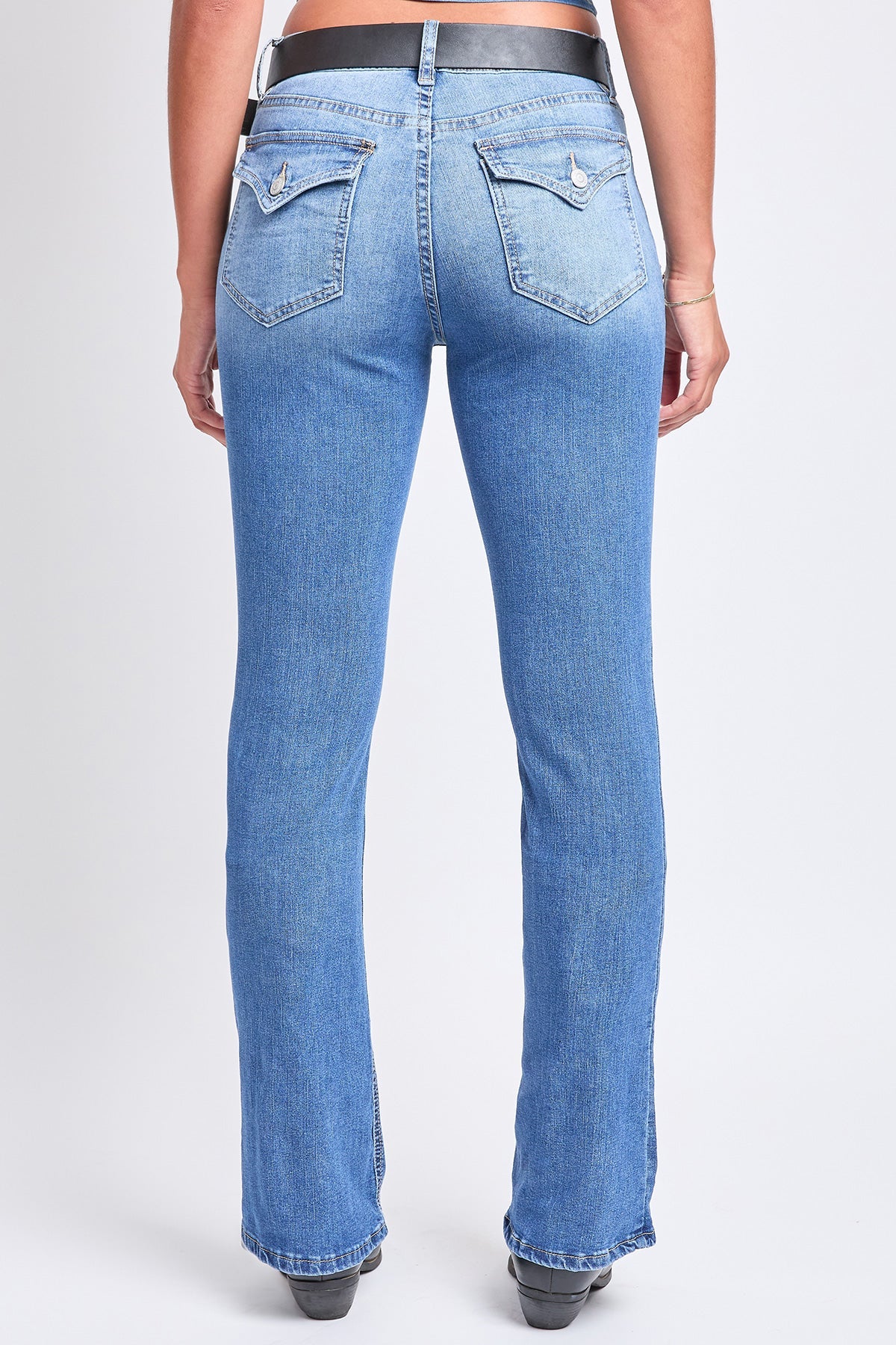 Mid Rise Belted Bootcut Jeans