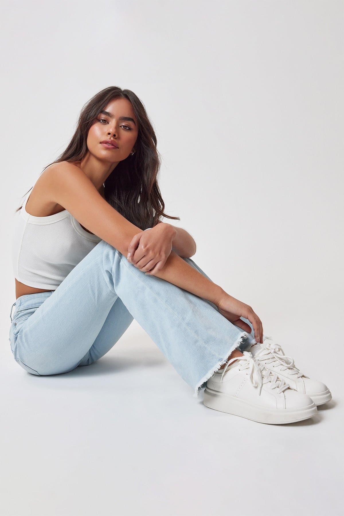 Belted Flare Jeans