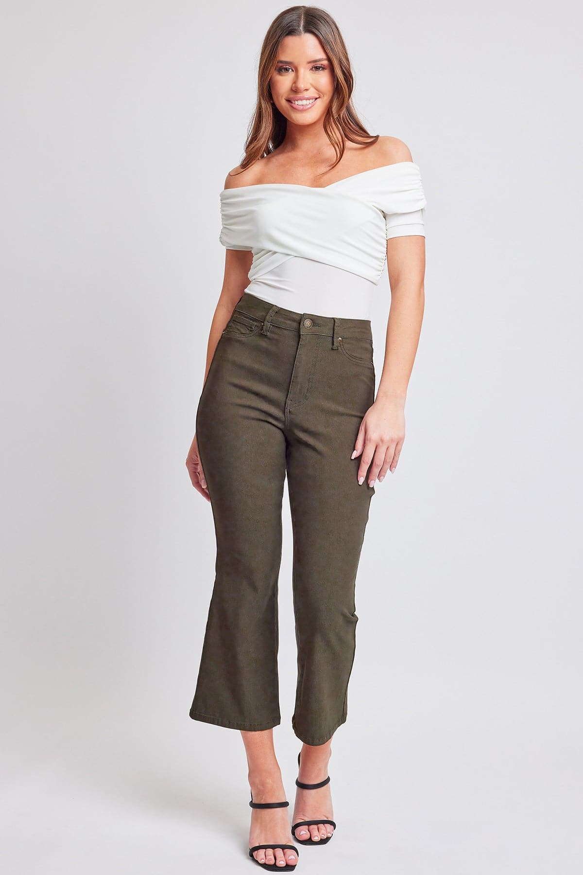Hyperstretch Cropped Kick Flare Leg Pants