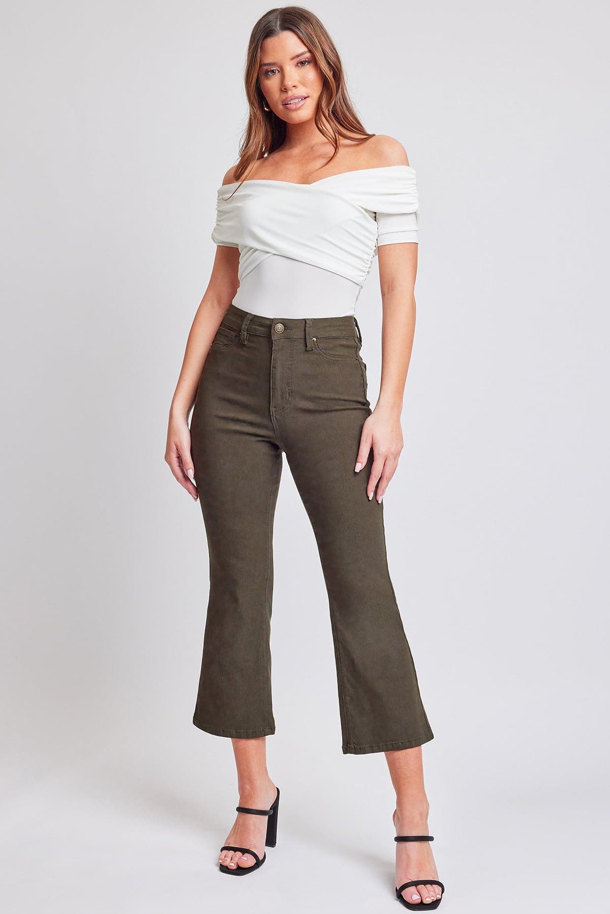 Hyperstretch Cropped Kick Flare Leg Pants